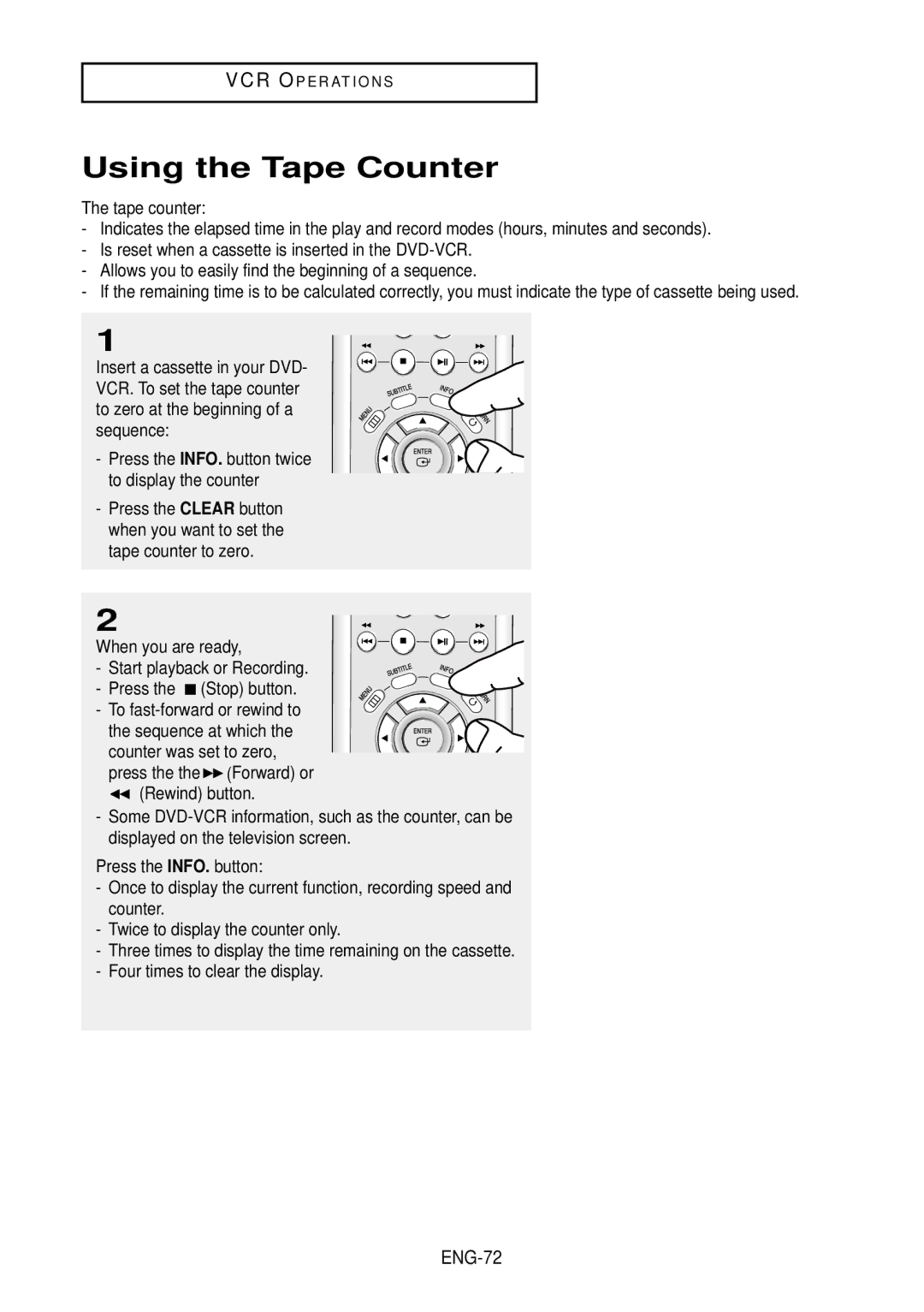 Samsung DVD-V9500 instruction manual Using the Tape Counter, When you are ready 