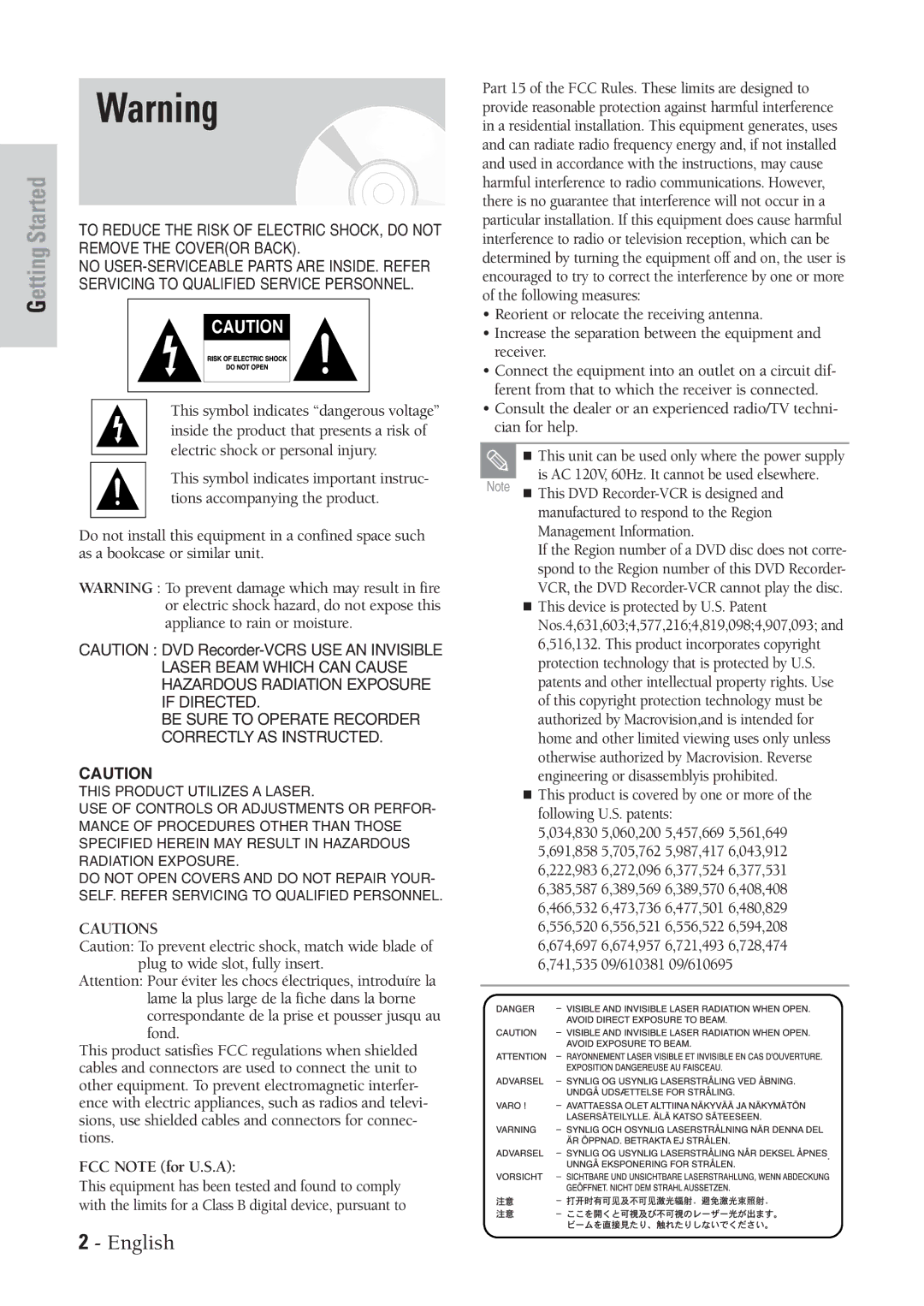 Samsung DVD-VR300 instruction manual Getting Started 