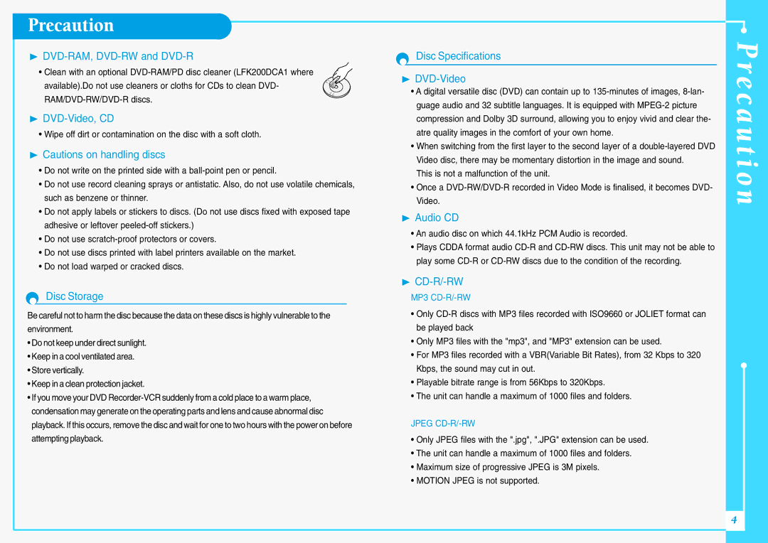 Samsung DVD-VR300E/EUR manual E c a u t i o n 