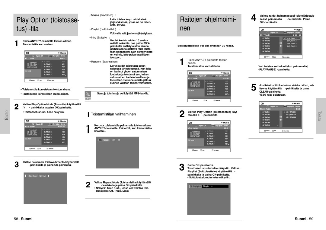 Samsung DVD-VR300E/XEE manual Toistamistilan vaihtaminen 