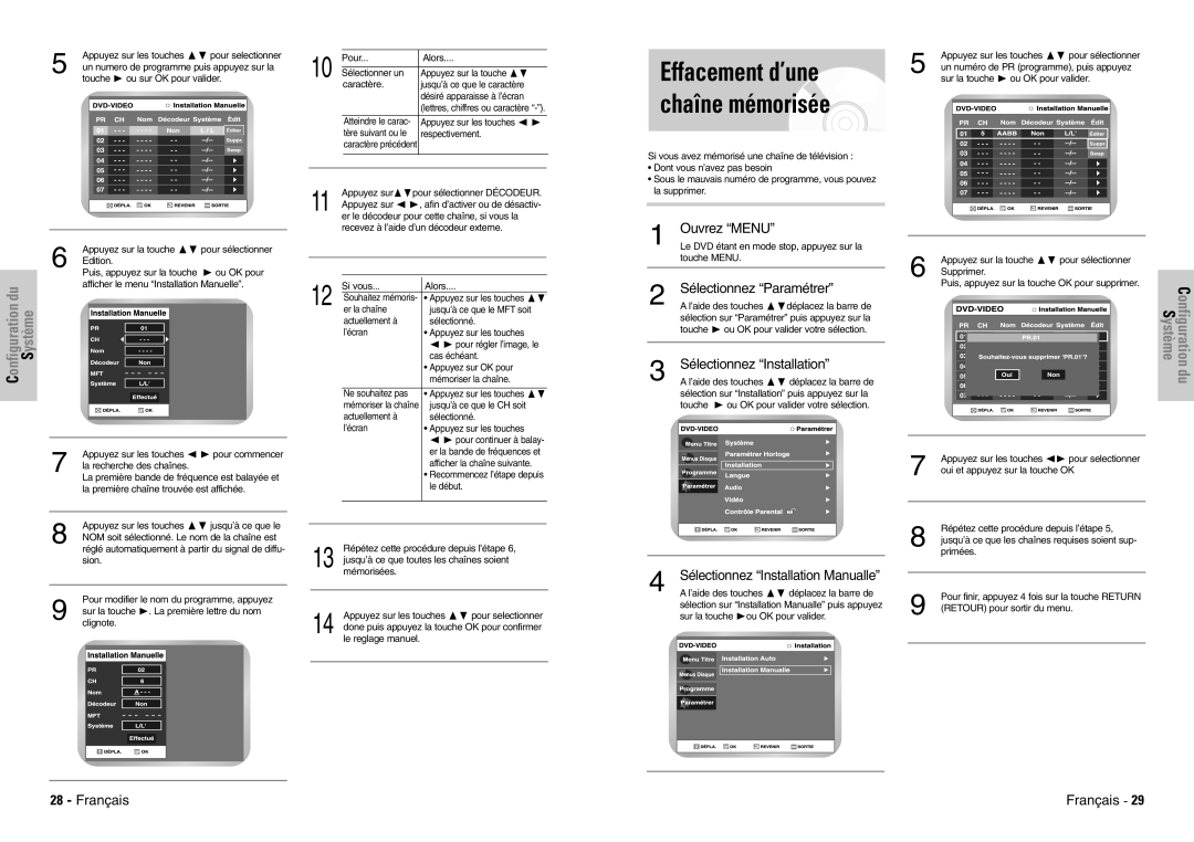 Samsung DVD-VR300E/XEF manual Système 