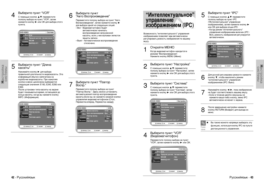 Samsung DVD-VR300E/XEV manual Àìúâîîâíúû‡Î¸Ìóâ Ûô‡‚Îâìëâ Ëáó·‡Êâìëâï Ipc, ˚·ÂËÚÂ Ôûìíú VCR, ˚·ÂËÚÂ Ôûìíú ÑÎËÌ‡ Í‡ÒÒÂÚ˚ 