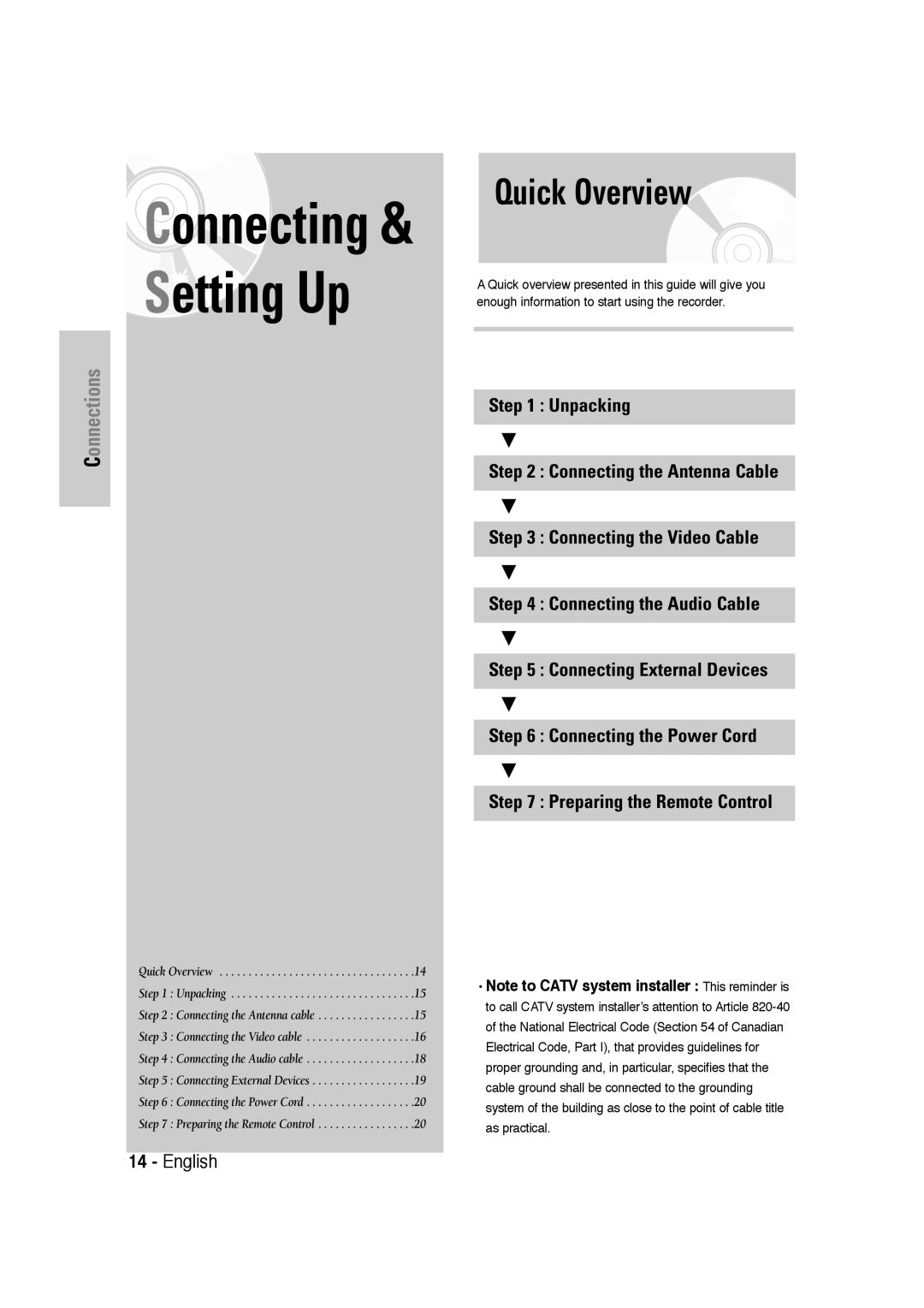 Samsung DVD-VR320 instruction manual Connecting & Setting Up, Quick Overview 