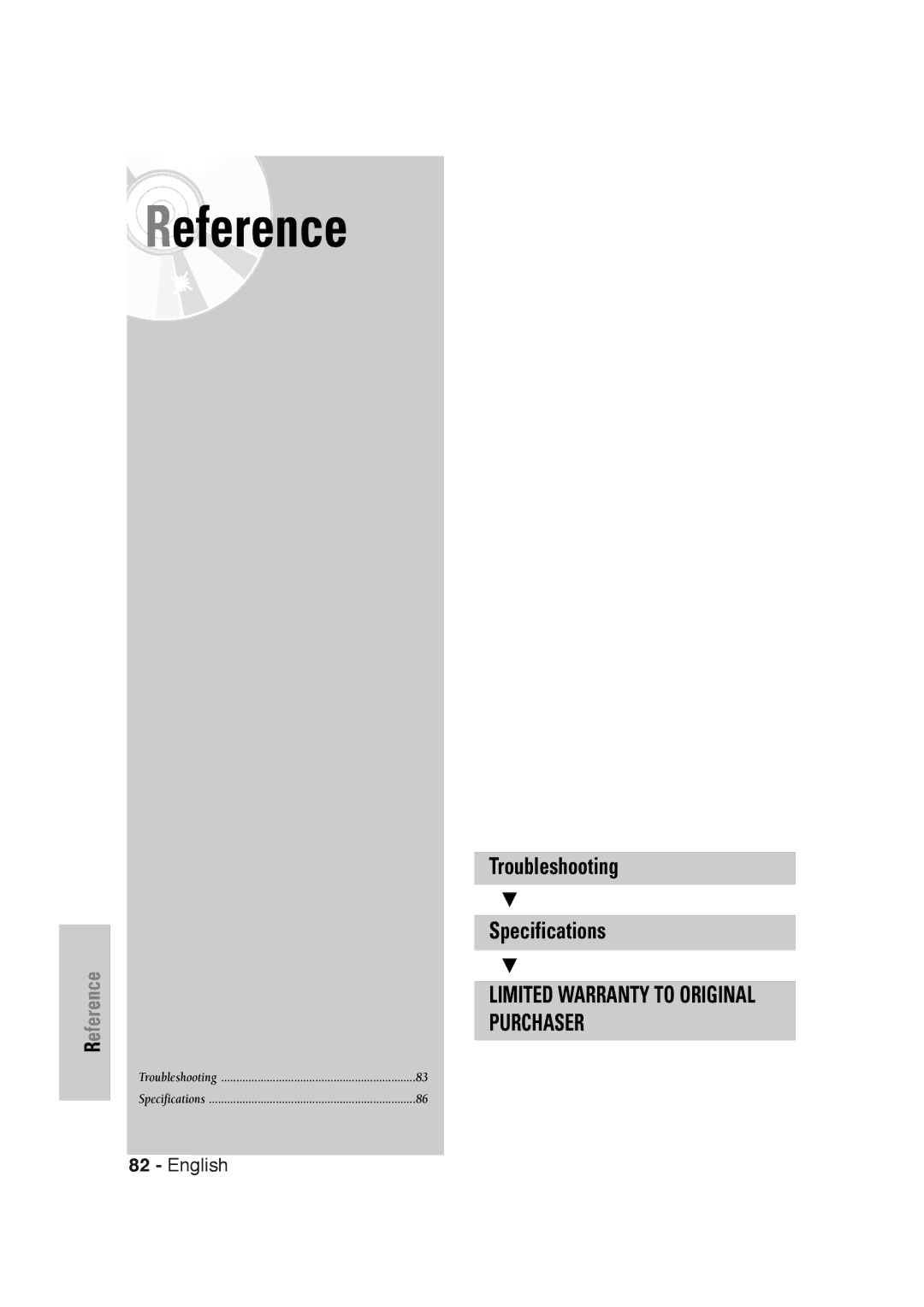 Samsung DVD-VR320 instruction manual Reference 