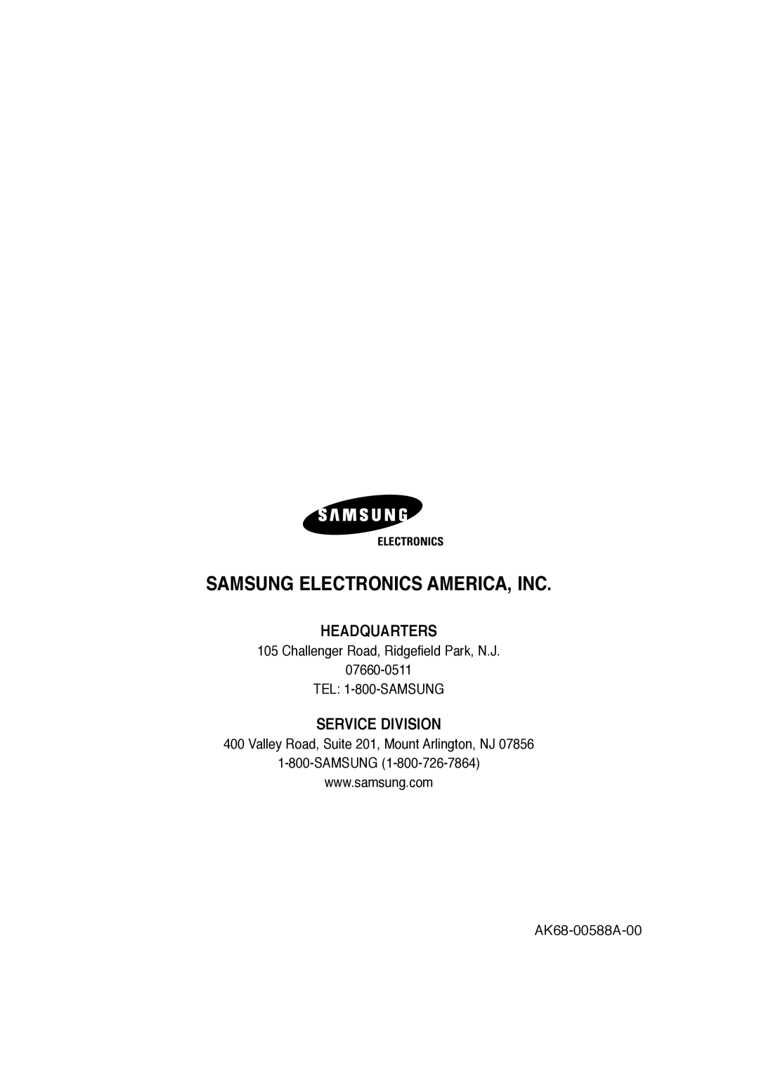 Samsung DVD-VR320 instruction manual Samsung Electronics AMERICA, INC 