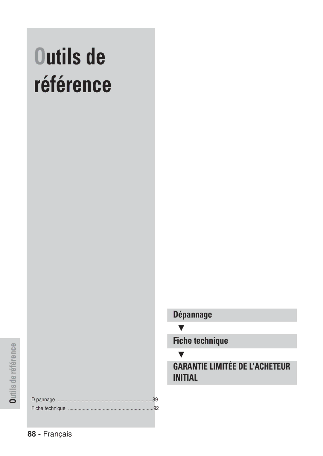 Samsung DVD-VR320P, DVD-VR320/XEF manual Outils de référence 