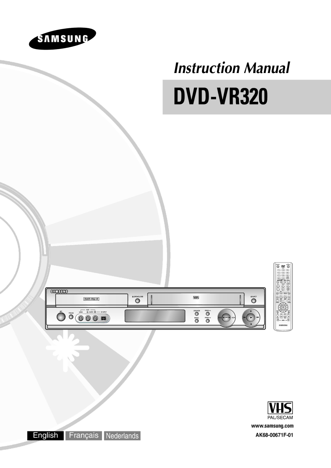 Samsung DVD-VR320/XEF, DVD-VR320P manual 