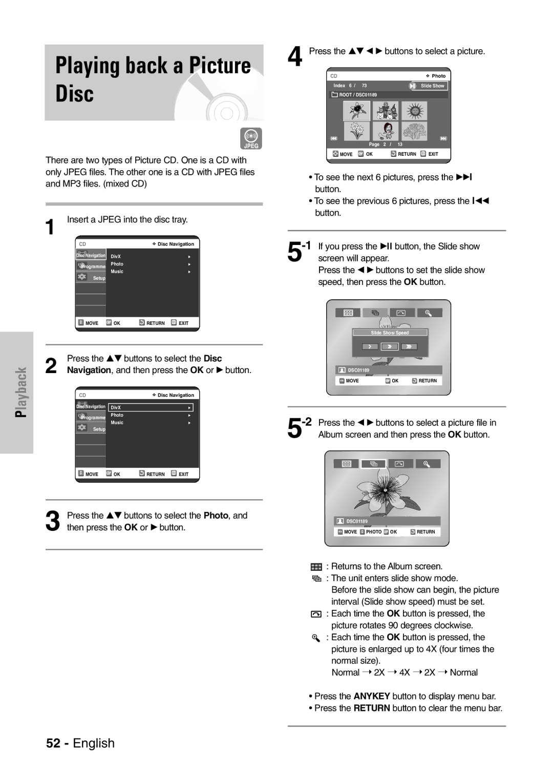 Samsung DVD-VR320P, DVD-VR320/XEF manual Playing back a Picture Disc, LaybackP 