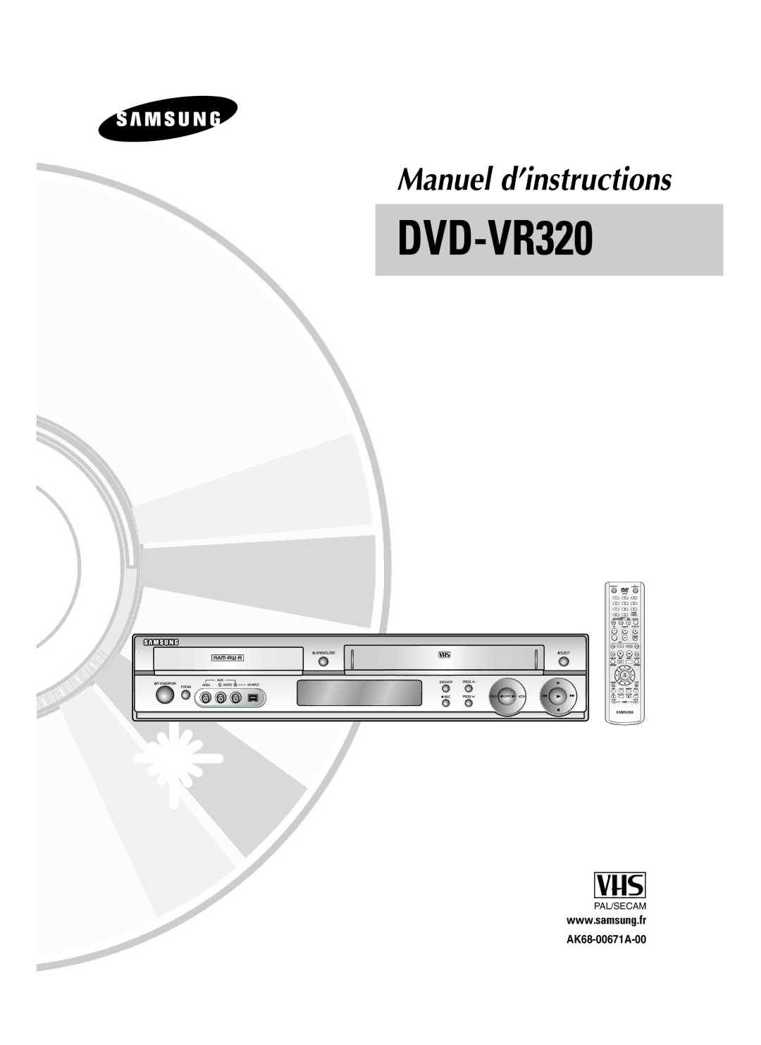 Samsung DVD-VR320/XEF, DVD-VR320P manual AK68-00671A-00 