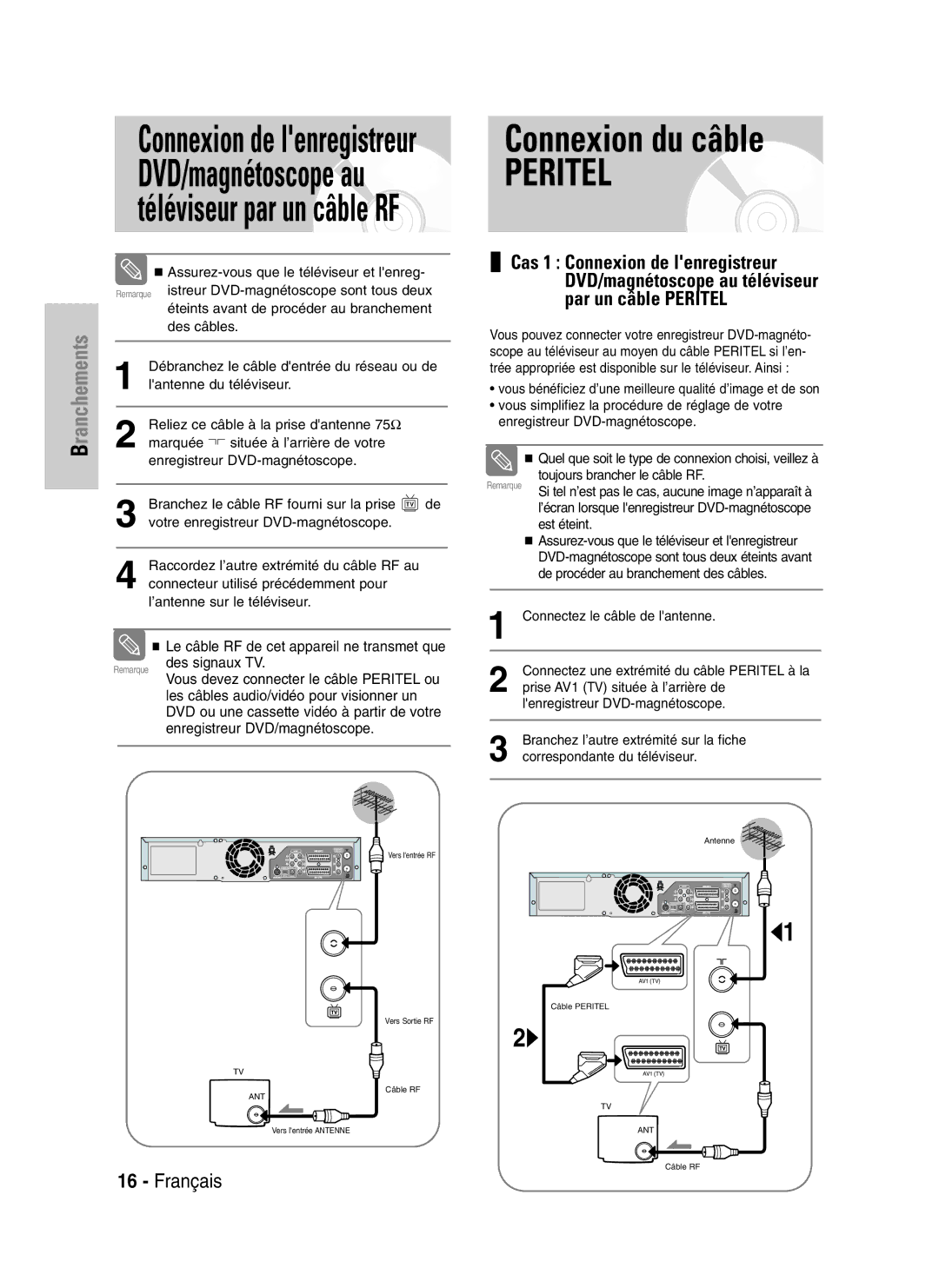 Samsung DVD-VR320P Raccordez l’autre extrémité du câble RF au, Vous bénéficiez d’une meilleure qualité d’image et de son 