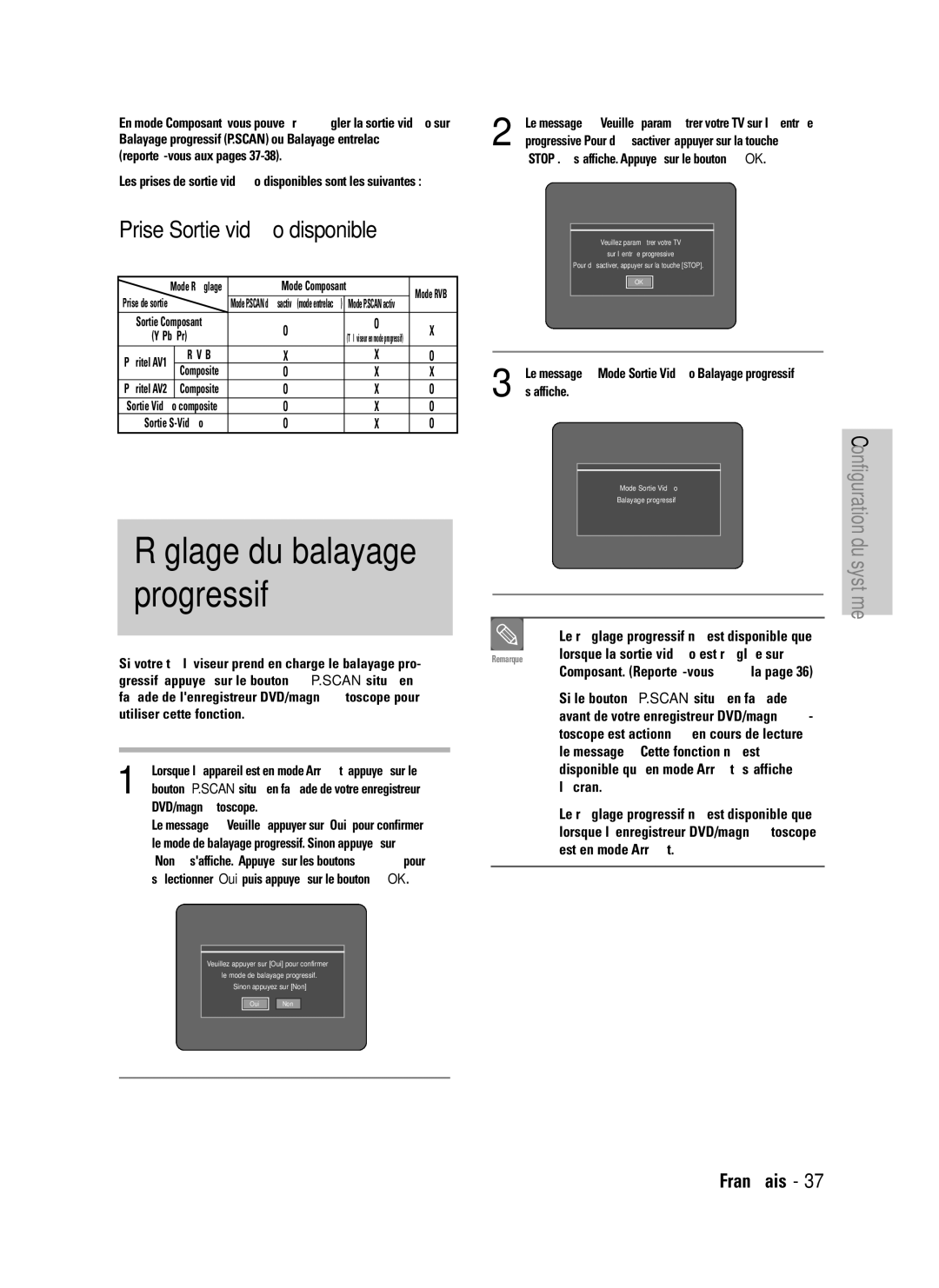 Samsung DVD-VR320/XEF, DVD-VR320P manual Mode Composant, ’affiche, Composant. Reportez-vous à la 