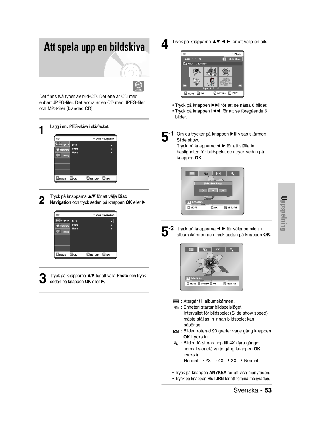 Samsung DVD-VR320/XEE manual Att spela upp en bildskiva, Tryck på knapparna …† för att välja Disc 