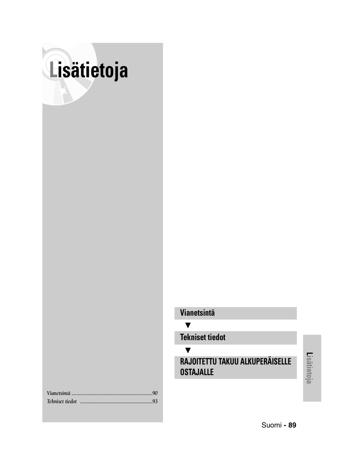 Samsung DVD-VR320/XEE manual Lisätietoja 