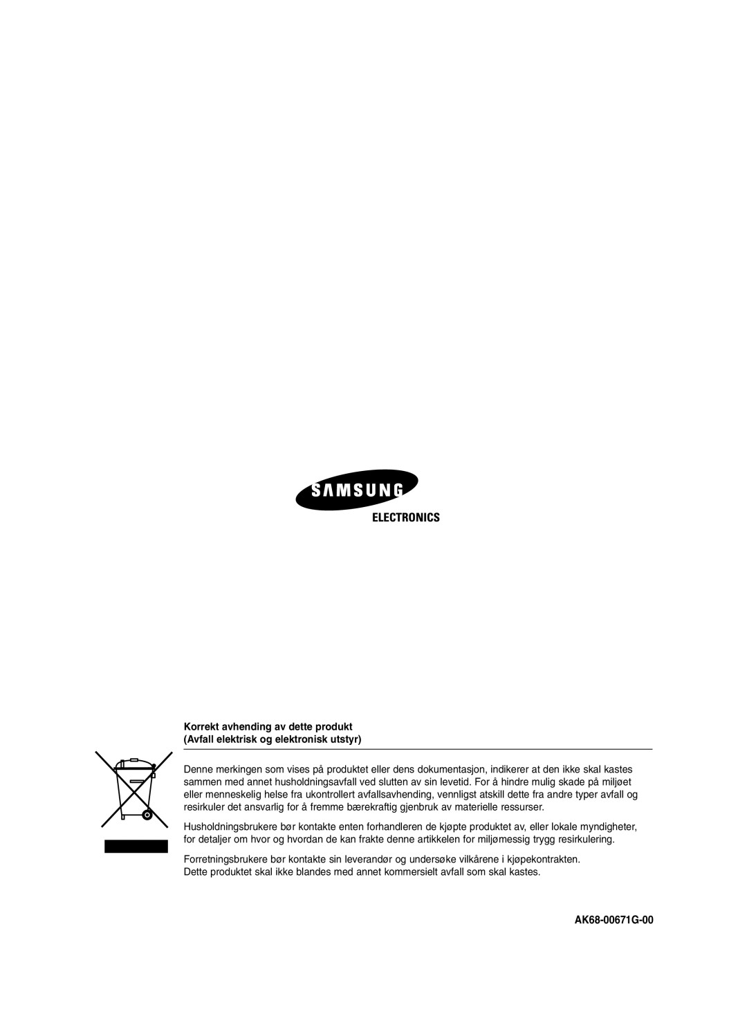 Samsung DVD-VR320/XEE manual AK68-00671G-00 