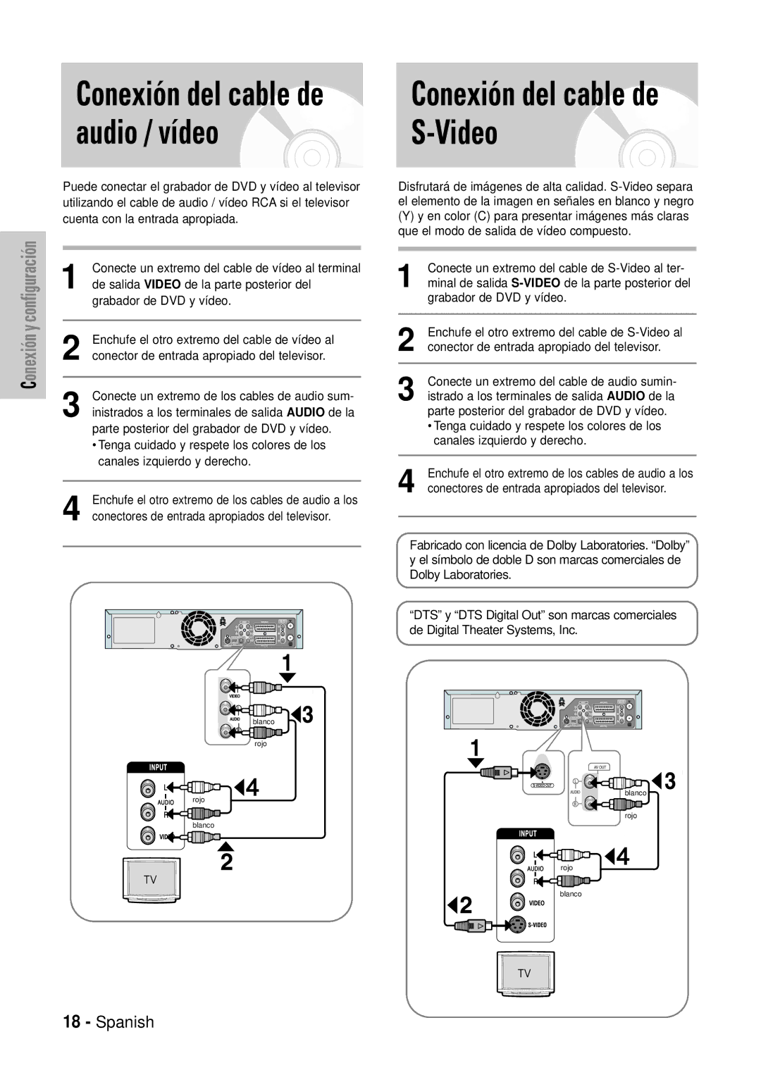 Samsung DVD-VR320/XEE, DVD-VR320/XEG, DVD-VR320/XEF, DVD-VR320/XET manual Audio / vídeo Video, Conexión y configuración 