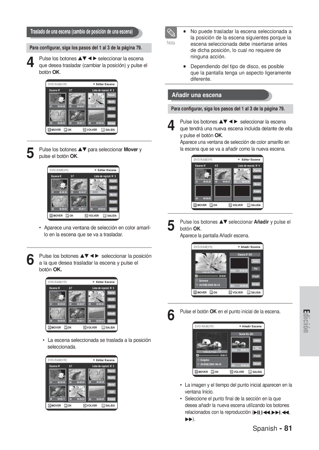 Samsung DVD-VR320/XEN, DVD-VR320/XEG, DVD-VR320/XEF manual Botón OK, Para configurar, siga los pasos del 1 al 3 de la página 