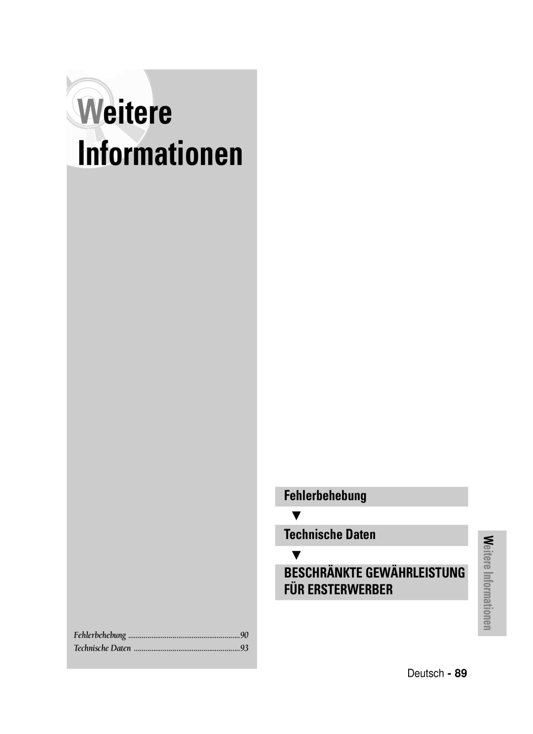 Samsung DVD-VR320/XEG manual Weitere Informationen 