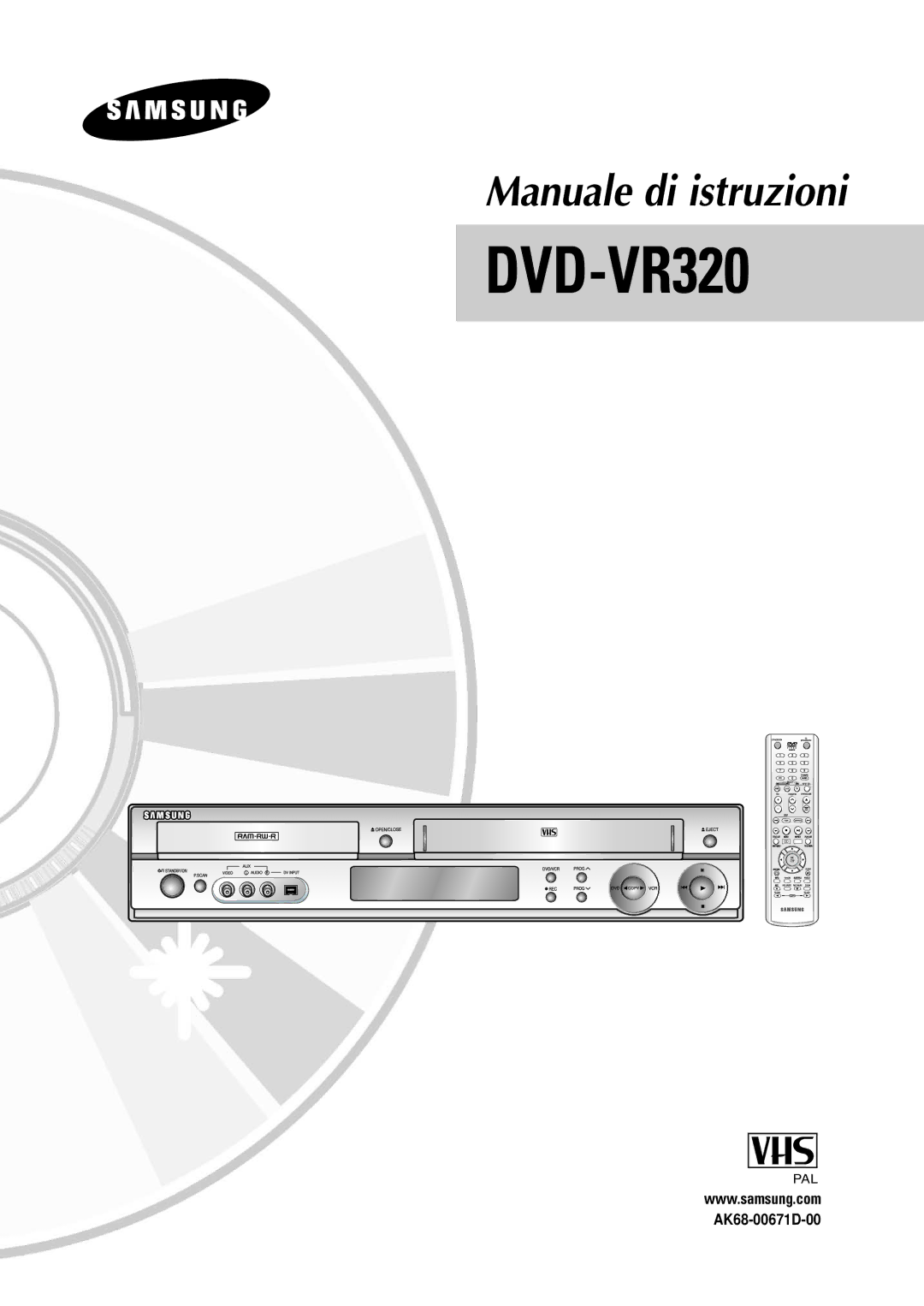 Samsung DVD-VR320/XET manual AK68-00671D-00 