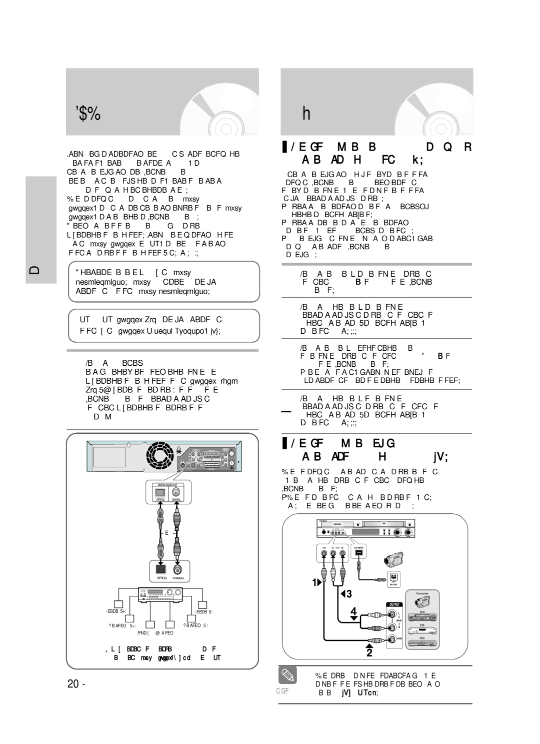 Samsung DVD-VR320/XEV manual ËÎÛ˜‡È 1 èÓ‰ÒÓÂ‰ËÌÂÌËÂ ‚ÌÂ¯ÌËı ÛÒÚÓÈÒÚ‚ Í „ÌÂÁ‰‡Ï AUX, 20 êÛÒÒÍËÈ ﬂÁ˚Í, Íìóôíóè Input SEL 