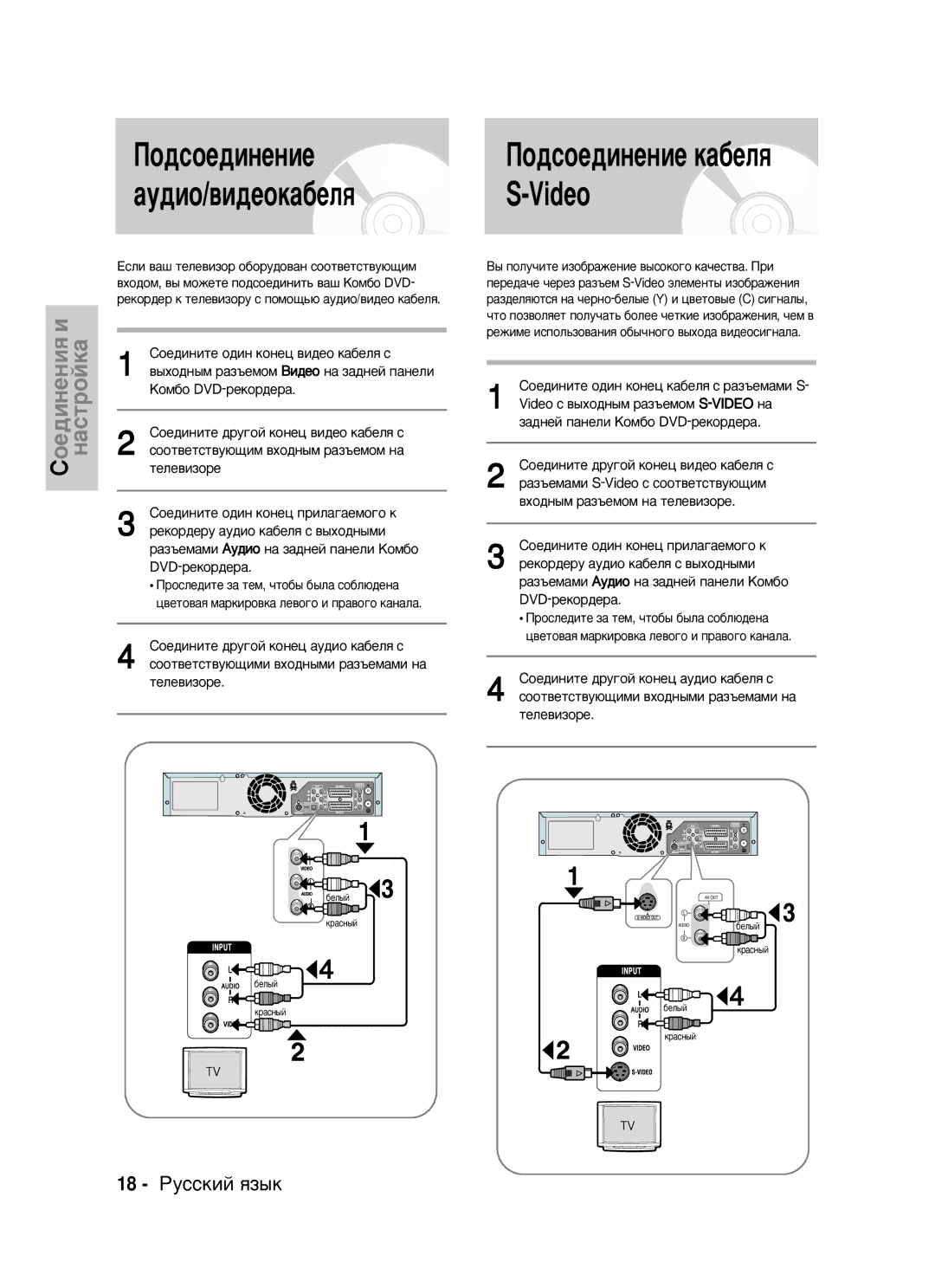 Samsung DVD-VR320/XEV manual ÈÓ‰ÒÓÂ‰ËÌÂÌËÂ ‡Û‰ËÓ/‚Ë‰ÂÓÍ‡·ÂÎﬂ, 18 êÛÒÒÍËÈ ﬂÁ˚Í 