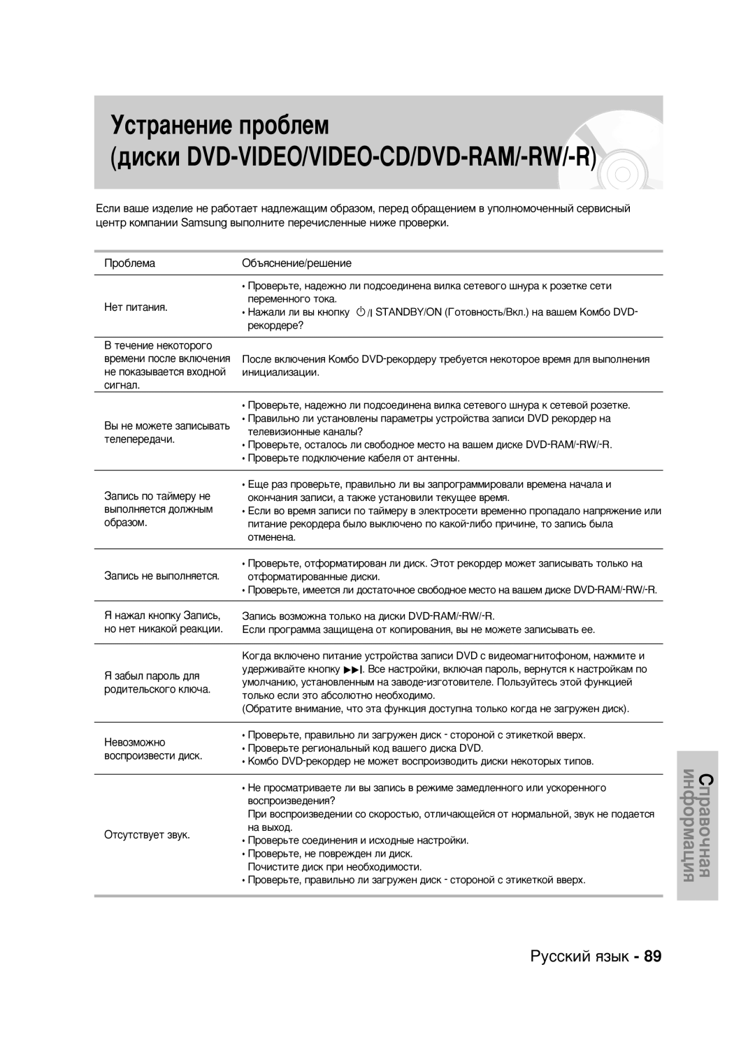 Samsung DVD-VR320/XEV manual Ìòú‡Ìâìëâ Ôó·Îâï 