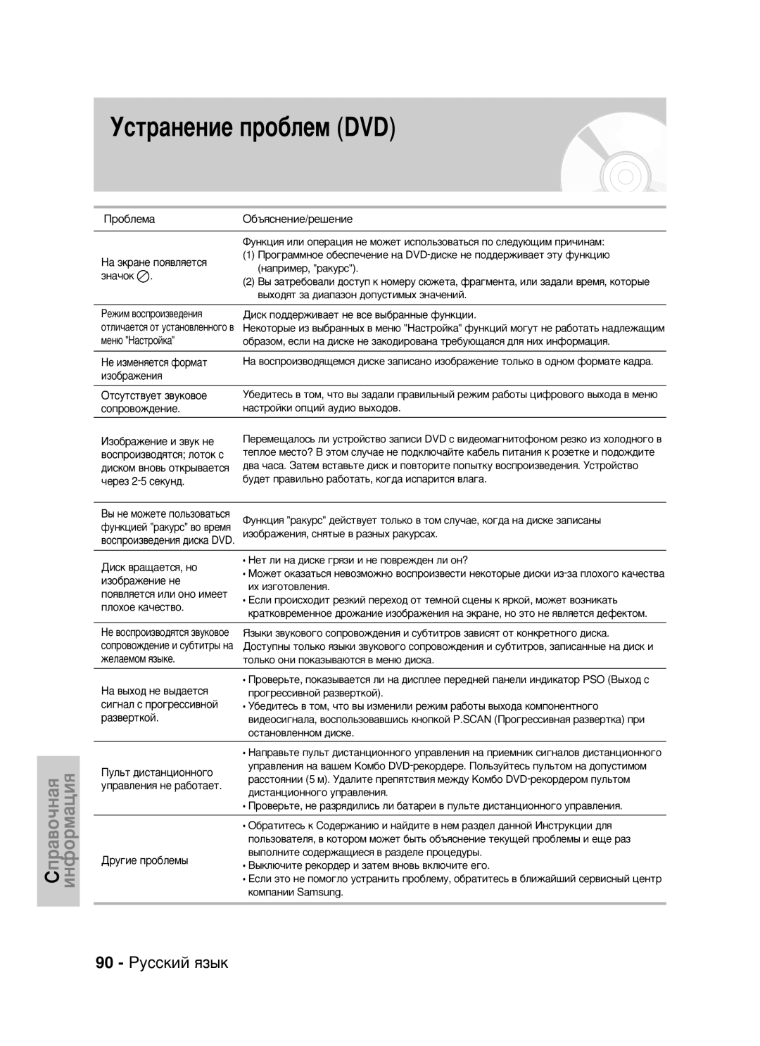 Samsung DVD-VR320/XEV manual Ìòú‡Ìâìëâ Ôó·Îâï Dvd, 90 êÛÒÒÍËÈ ﬂÁ˚Í 