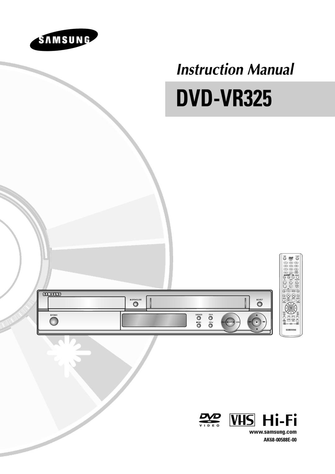 Samsung DVD-VR325 instruction manual AK68-00588E-00 