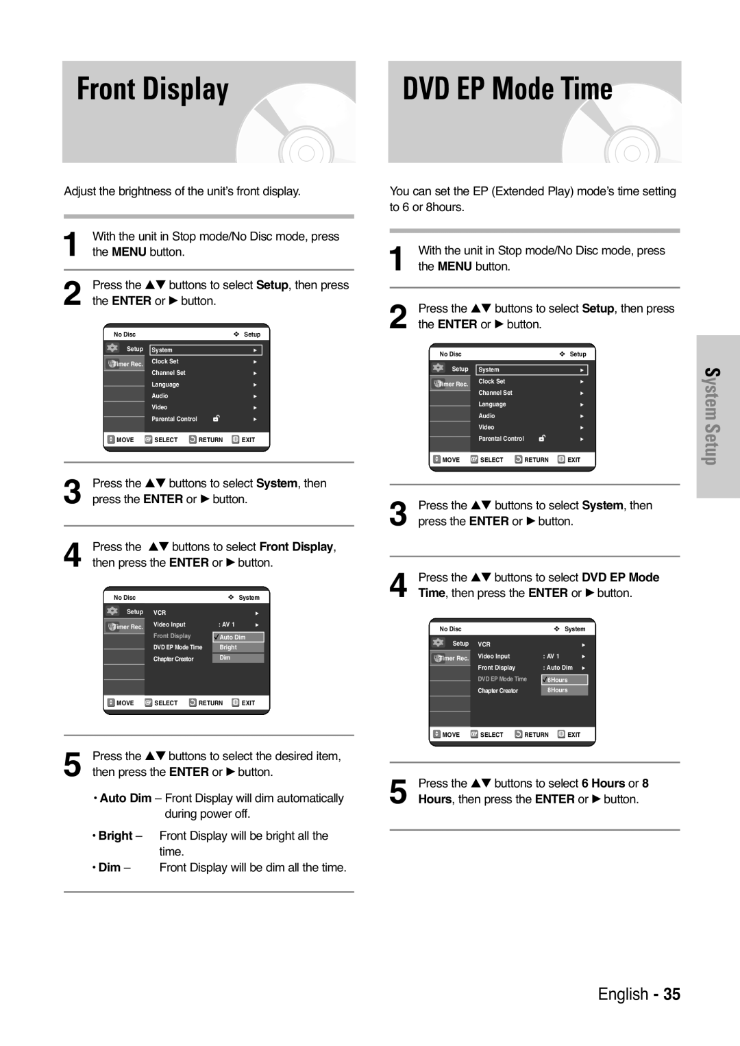 Samsung DVD-VR325 instruction manual Front Display 