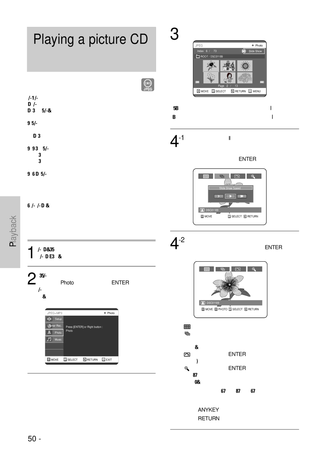 Samsung DVD-VR325 instruction manual Playing a picture CD 