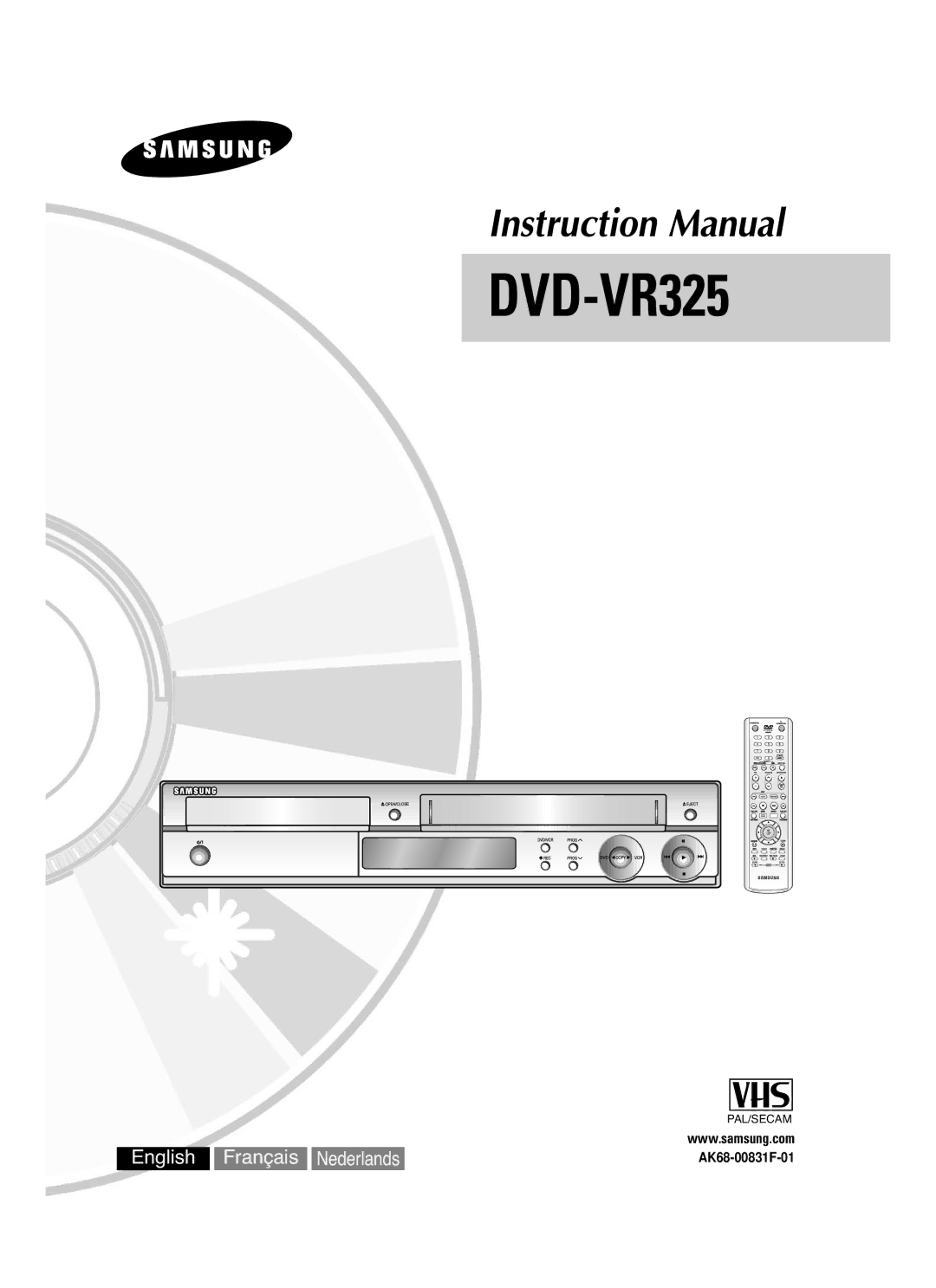 Samsung DVD-VR325/XEF, DVD-VR325P manual 