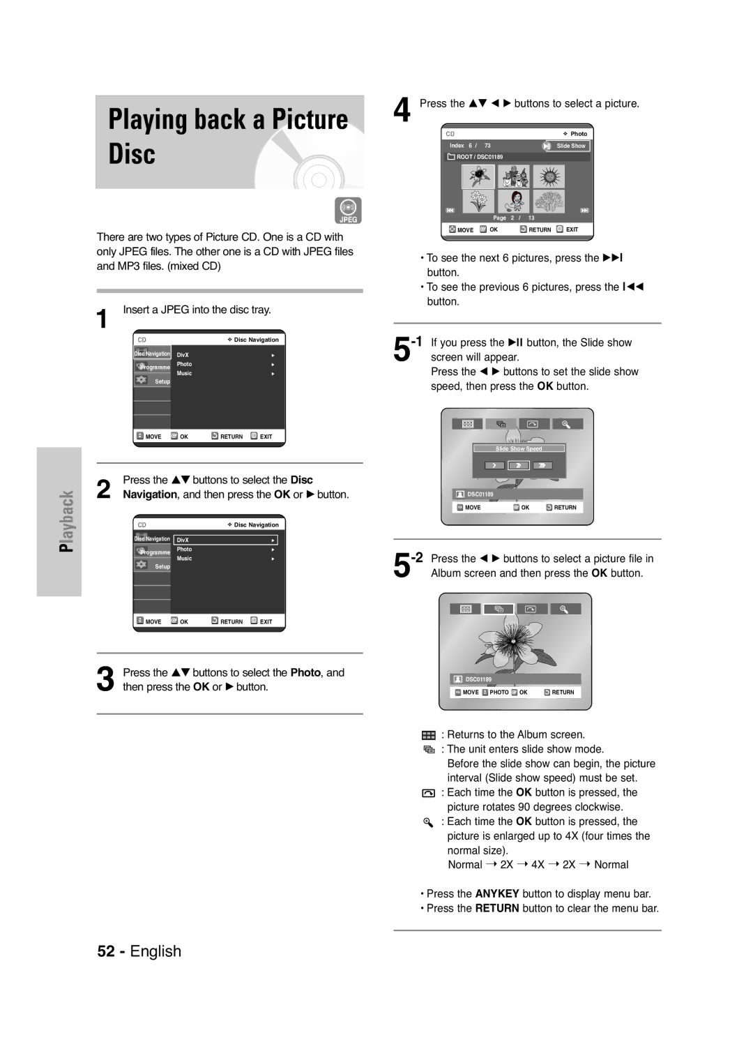 Samsung DVD-VR325P manual Press the …† buttons to select the Disc, Navigation, and then press the OK or √ button 