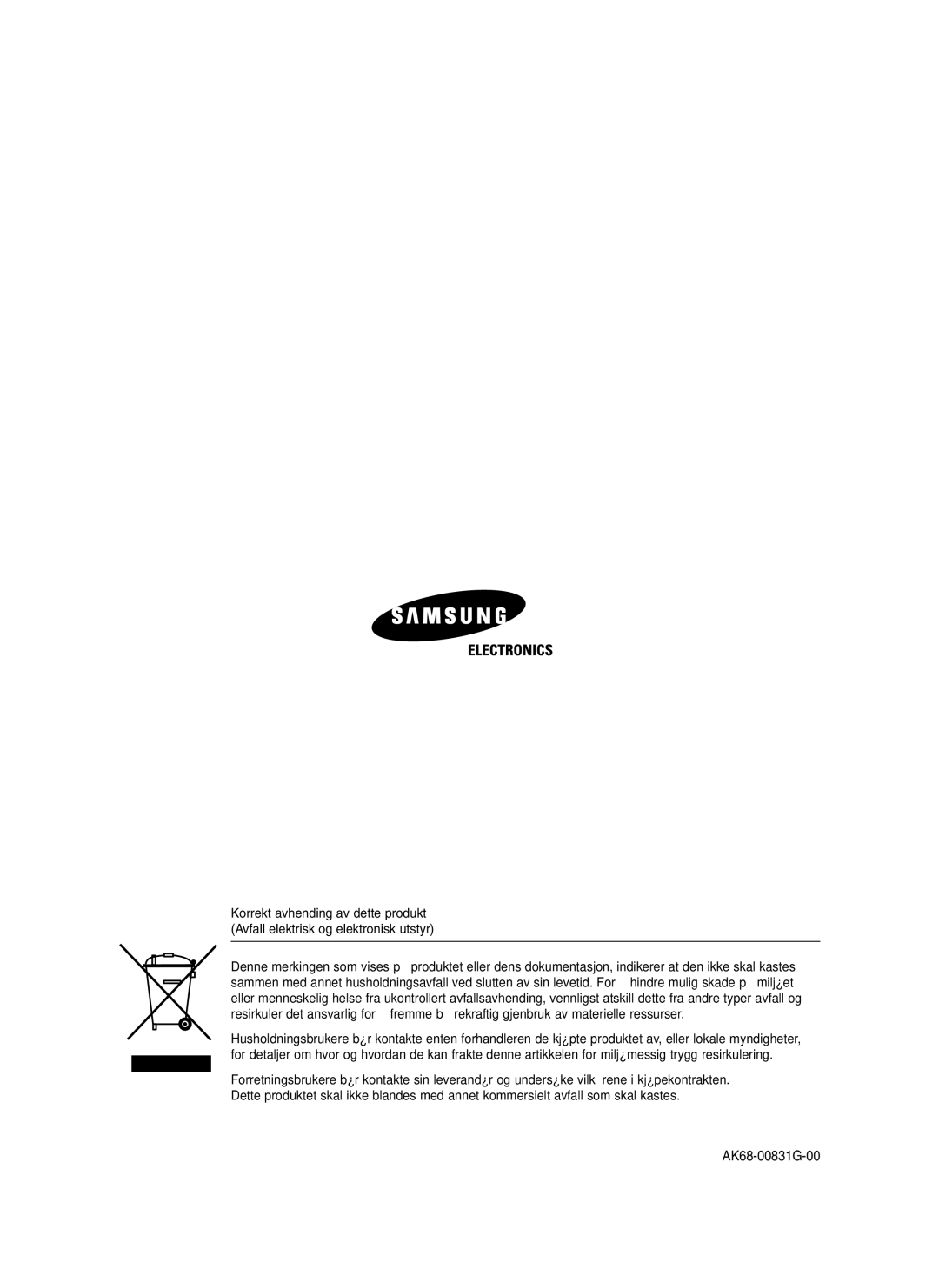 Samsung DVD-VR325/XEE manual AK68-00831G-00 