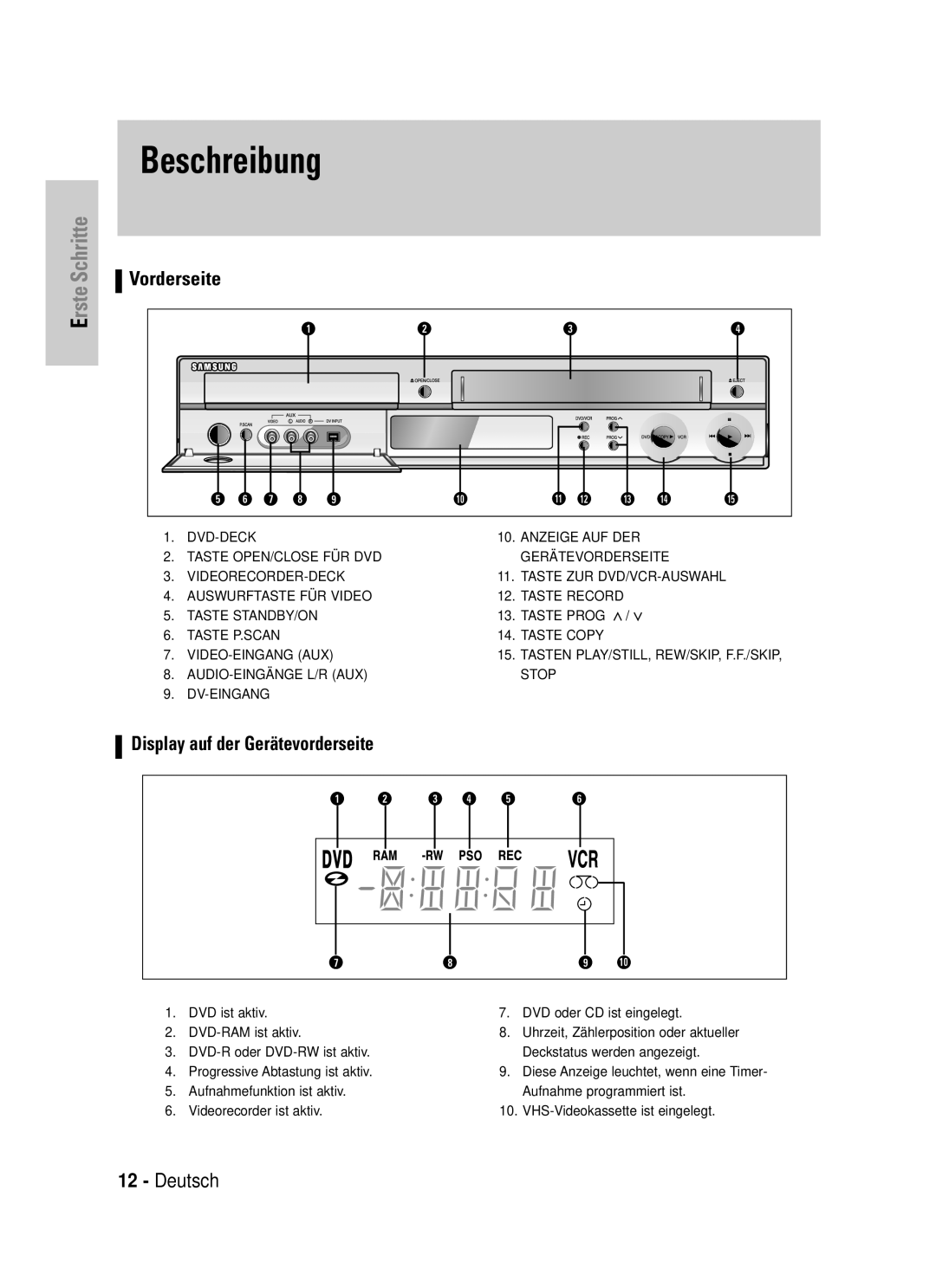 Samsung DVD-VR325/XEG manual Beschreibung 