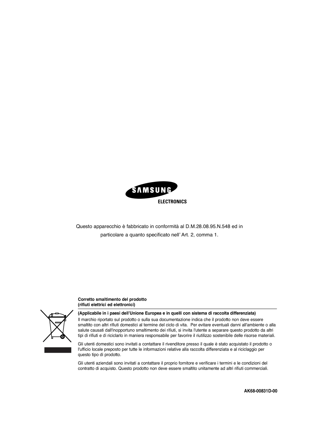 Samsung DVD-VR325/XET manual Electronics 