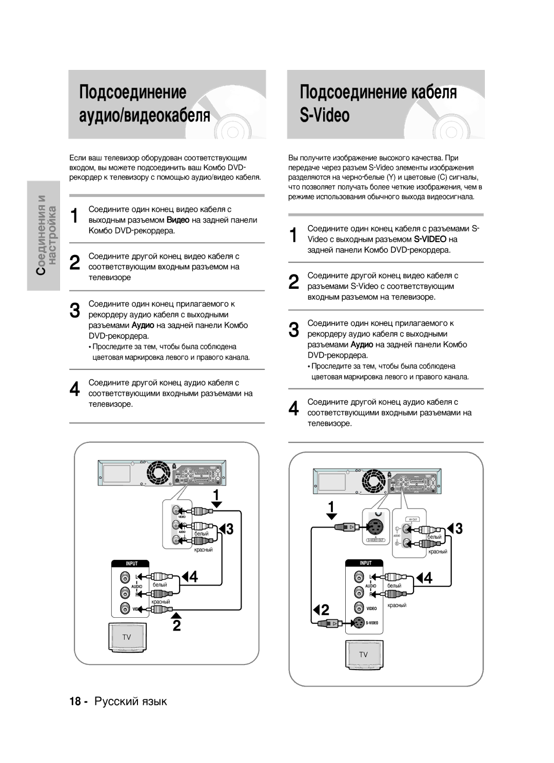 Samsung DVD-VR325/XEV manual ÈÓ‰ÒÓÂ‰ËÌÂÌËÂ ‡Û‰ËÓ/‚Ë‰ÂÓÍ‡·ÂÎﬂ, 18 êÛÒÒÍËÈ ﬂÁ˚Í, Úâîâ‚Ëáóâ 