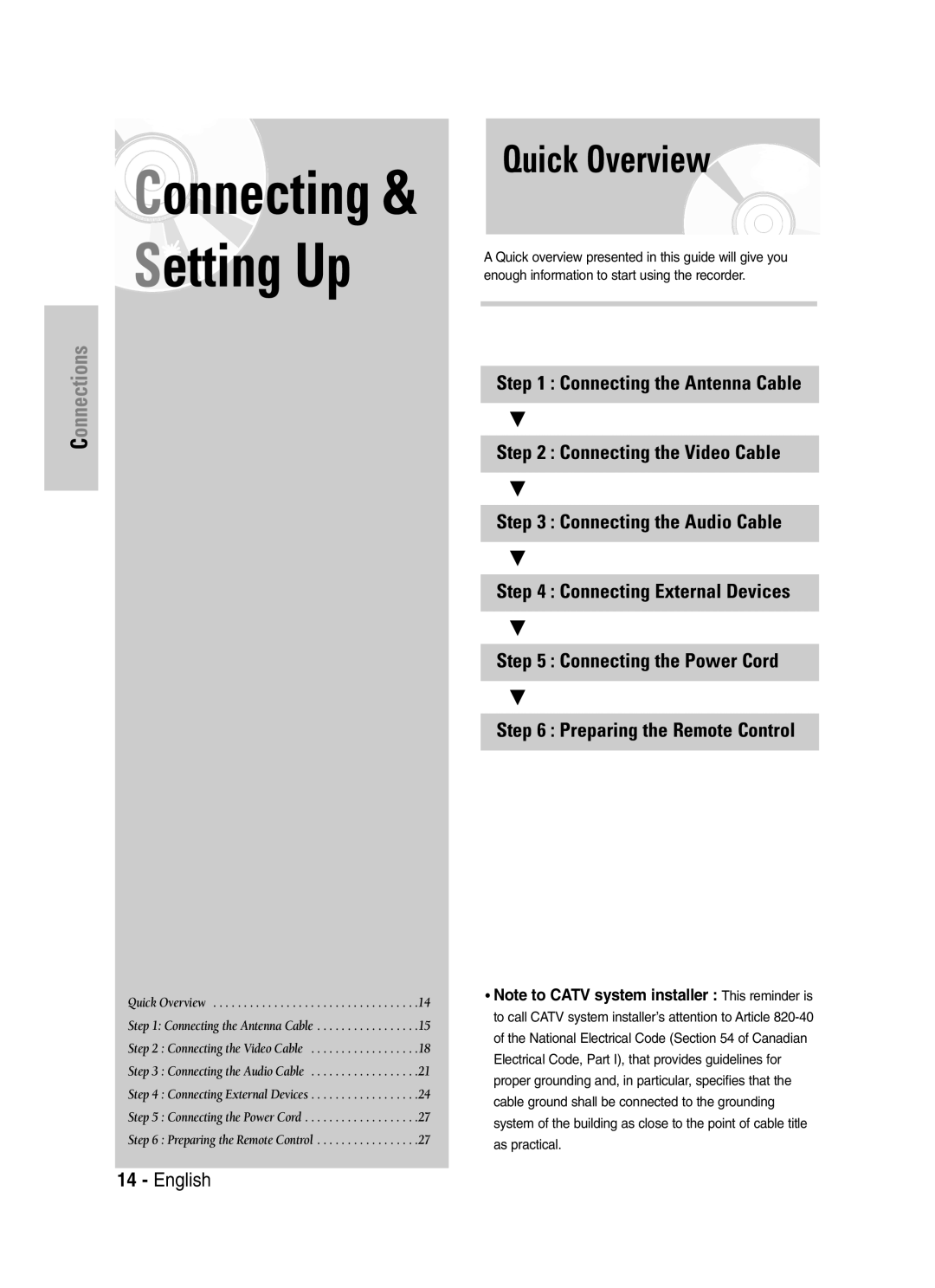 Samsung DVD-VR329 instruction manual Connecting & Setting Up, Quick Overview 