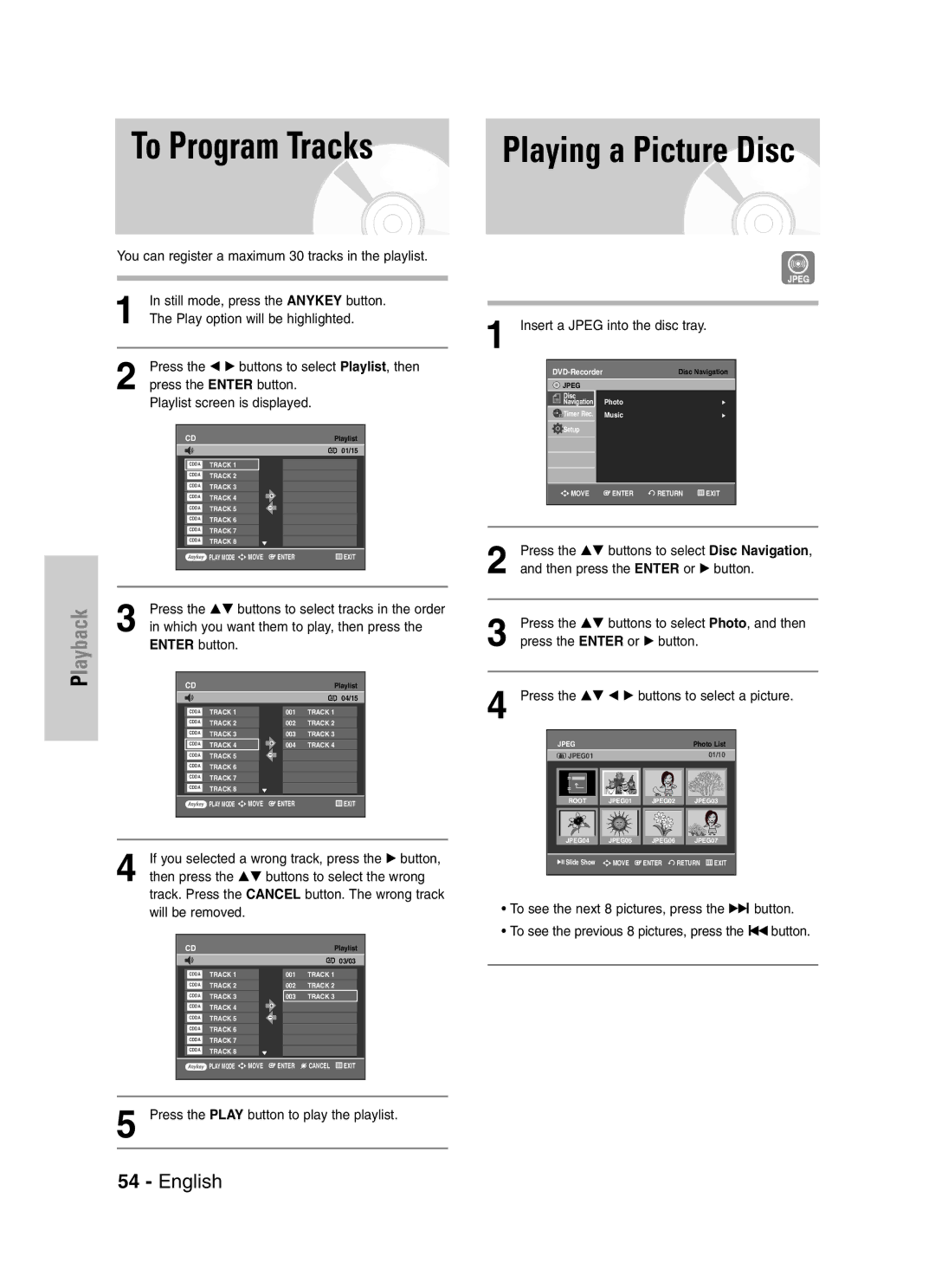 Samsung DVD-VR329 instruction manual To Program Tracks 