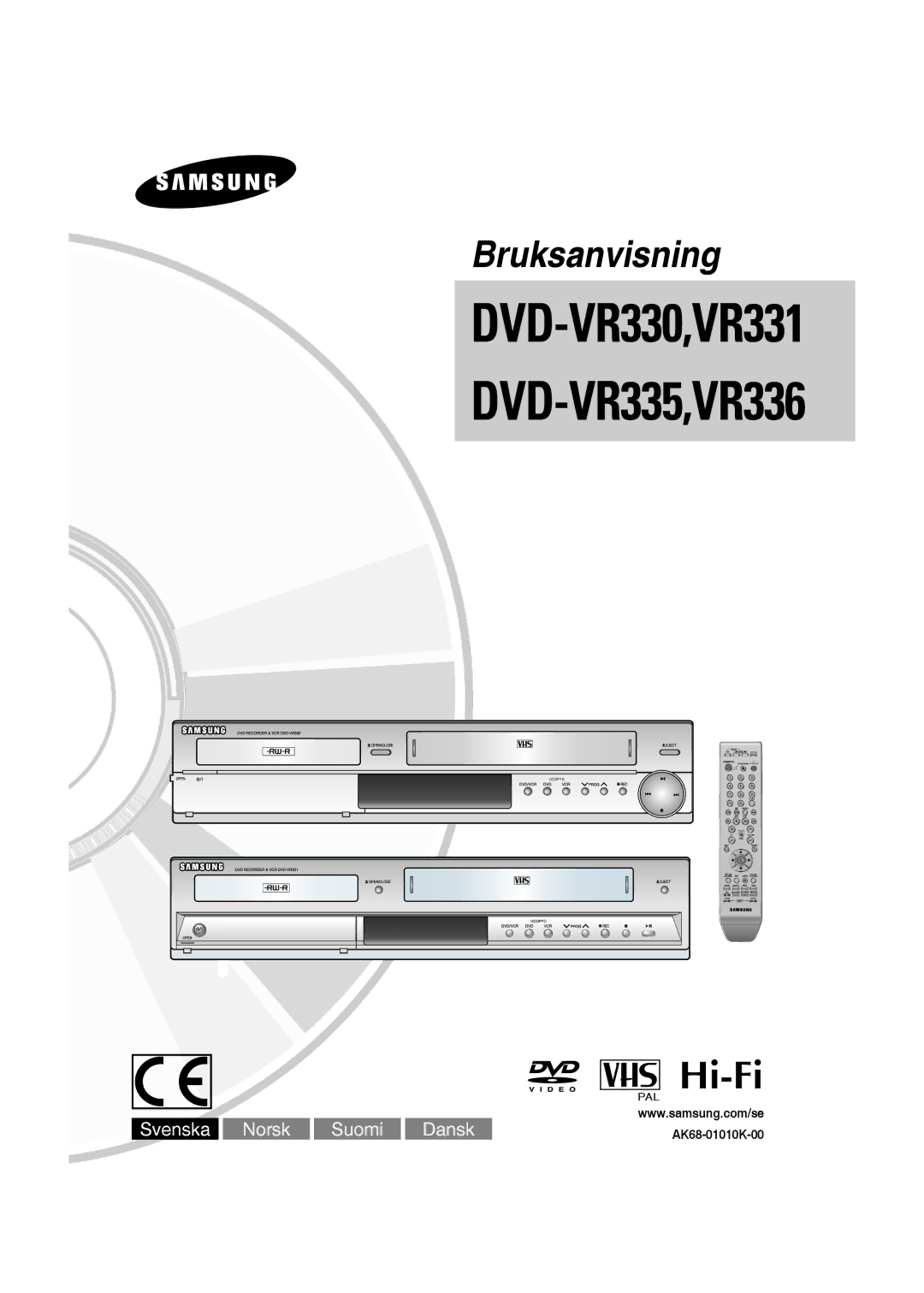 Samsung DVD-VR336/XEE, DVD-VR330/XEE manual DVD-VR330,VR331 DVD-VR335,VR336 