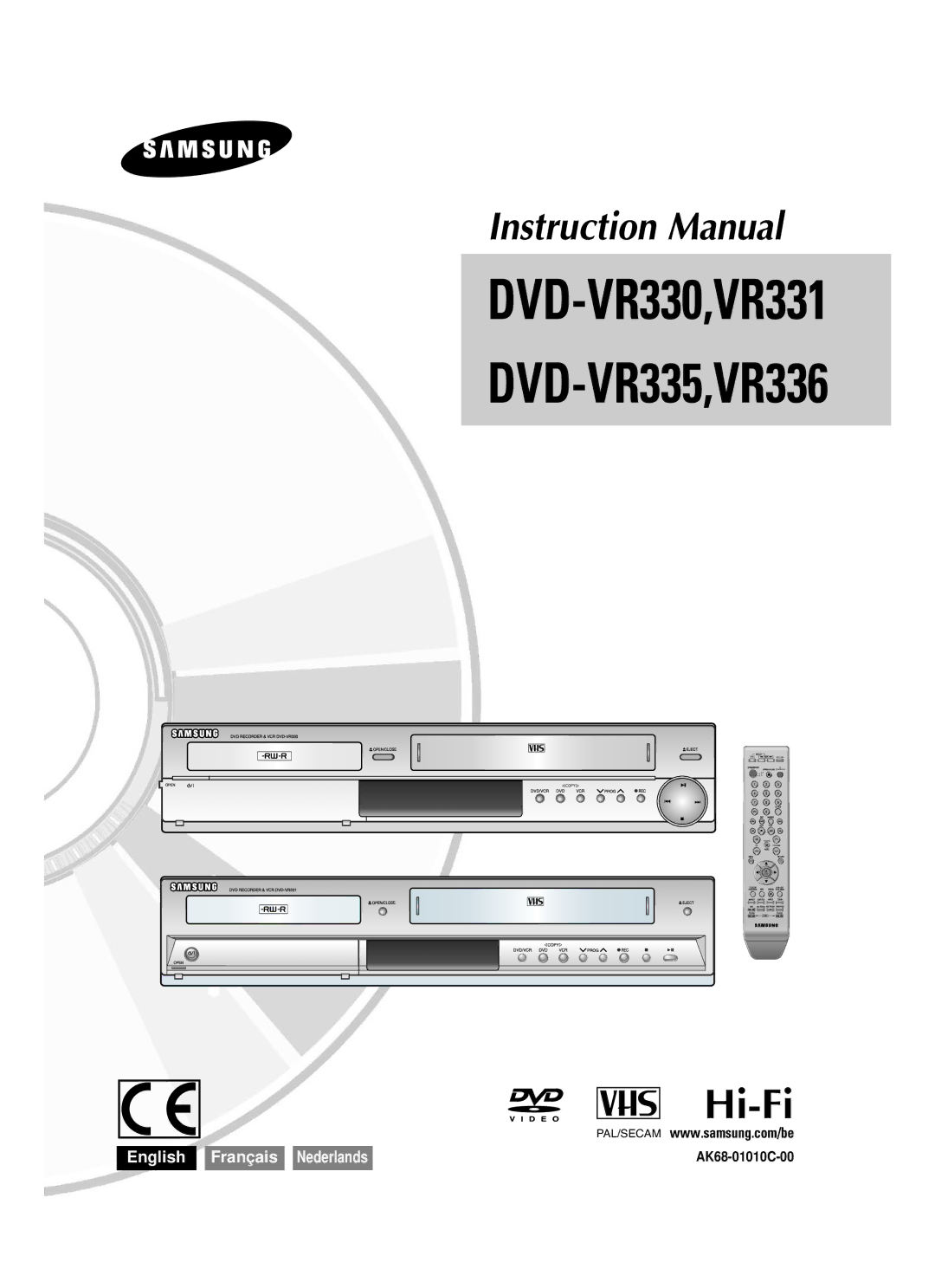 Samsung DVD-VR330/XEB, DVD-VR330/XEG, DVD-VR335/XEB, DVD-VR335/XEG, DVD-VR330/XET manual DVD-VR330,VR331 DVD-VR335,VR336 