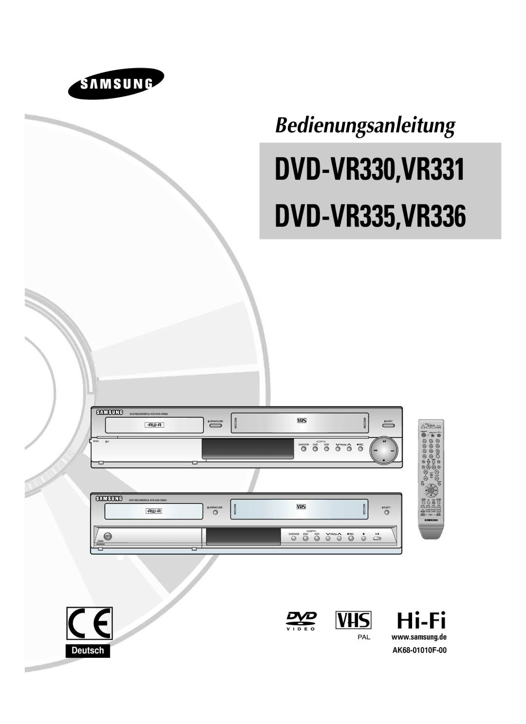 Samsung DVD-VR330/XEB, DVD-VR330/XEG, DVD-VR335/XEB, DVD-VR335/XEG, DVD-VR330/XET manual DVD-VR330,VR331 DVD-VR335,VR336 