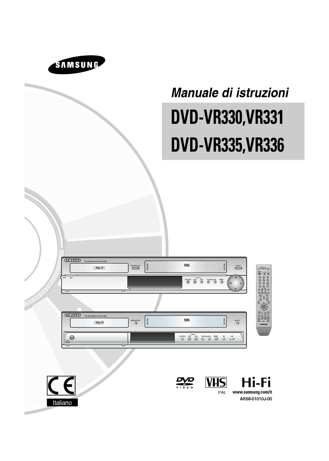 Samsung DVD-VR336/XEH, DVD-VR330/XET, DVD-VR330/XEH, DVD-VR336/XET, DVD-VR331/XET manual Manuale di istruzioni 