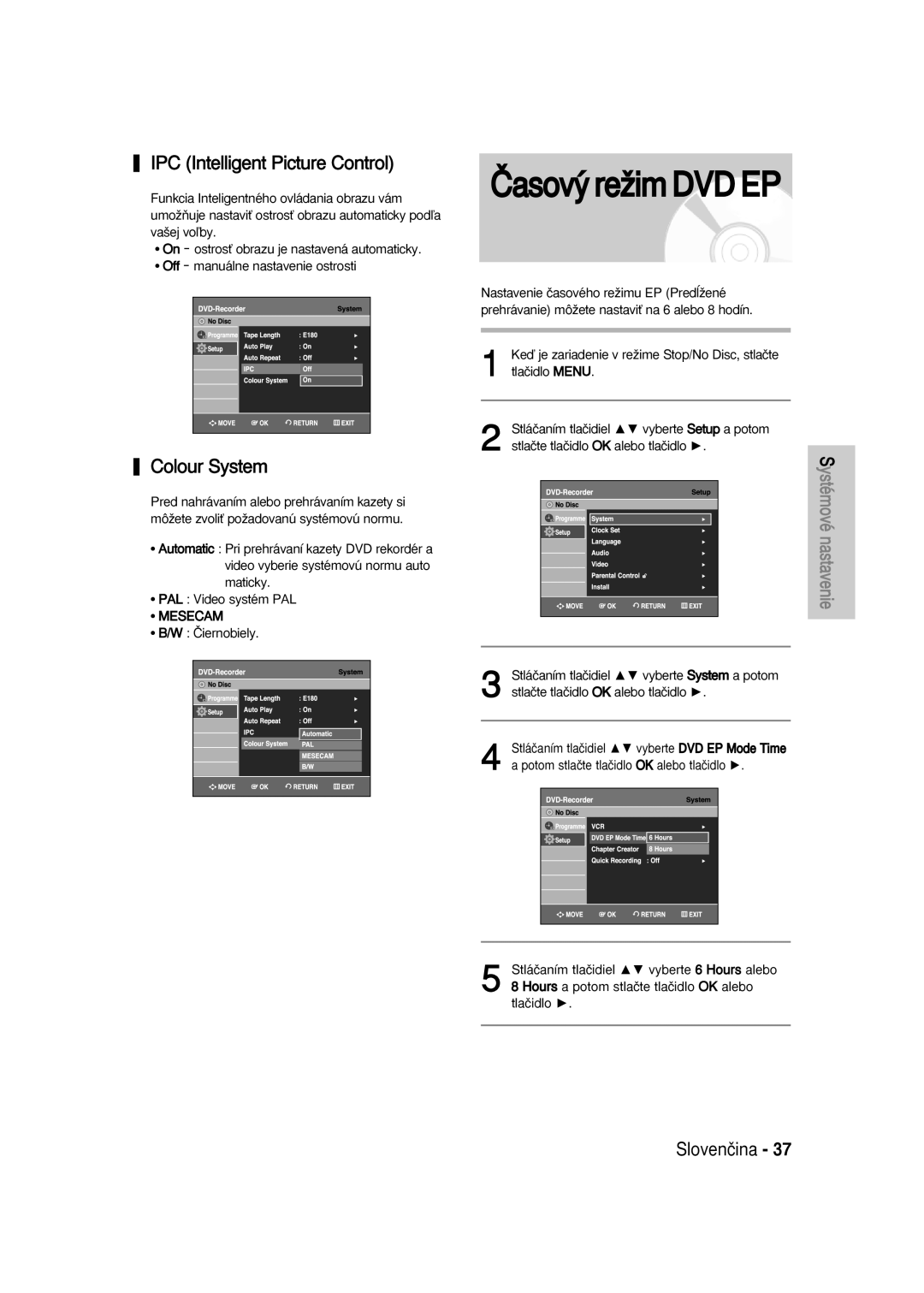 Samsung DVD-VR336/XET, DVD-VR330/XET, DVD-VR336/XEH, DVD-VR330/XEH manual Âasov˘reÏimDVDEP, Âiernobiely 