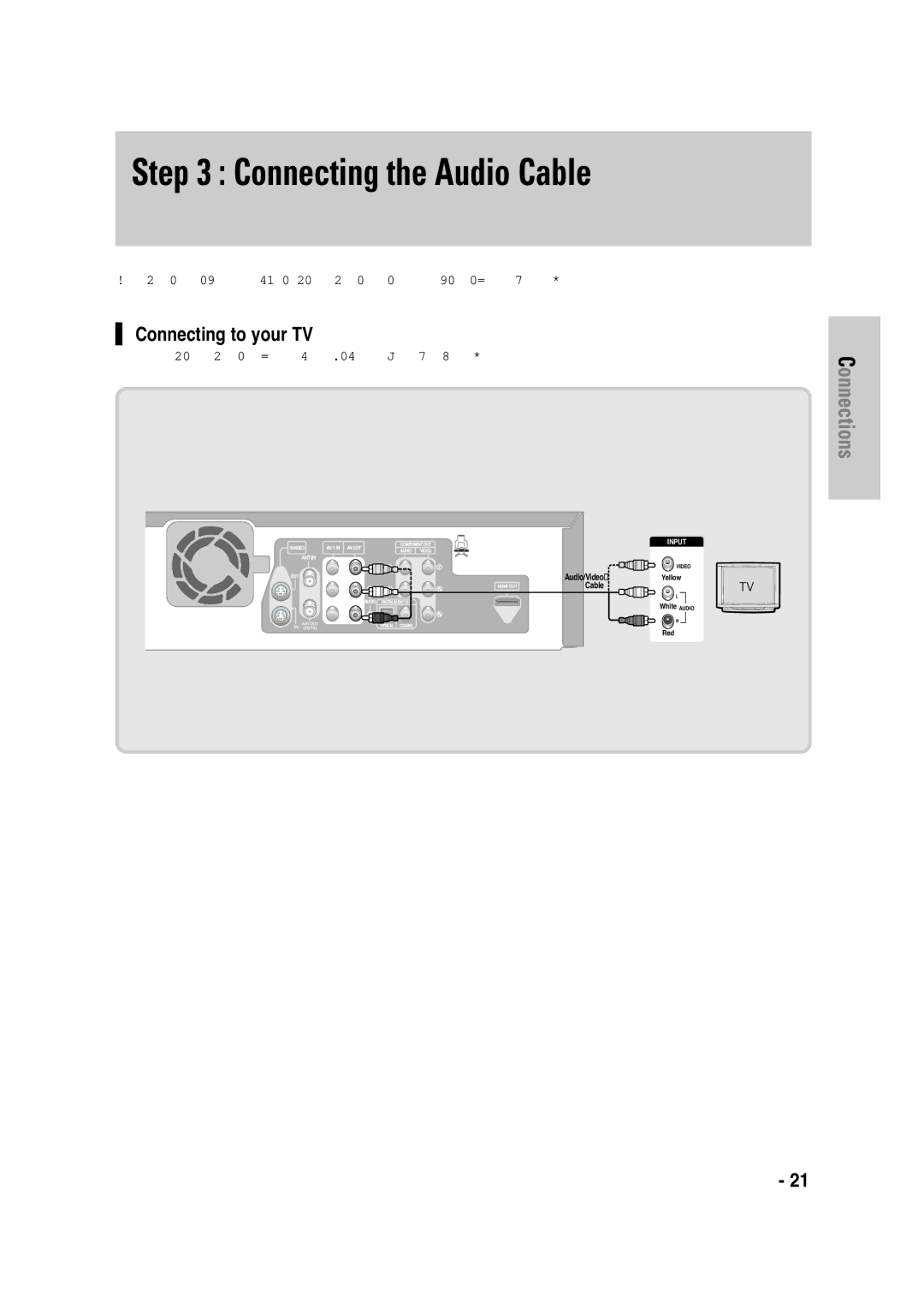 Samsung DVD-VR335 Connecting the Audio Cable, Connecting to your TV, This connection will use your TV’s speakers 