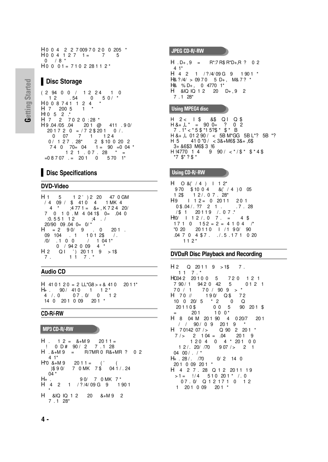 Samsung DVD-VR335 instruction manual Disc Storage, Disc Specifications, This is not a malfunction of the unit 