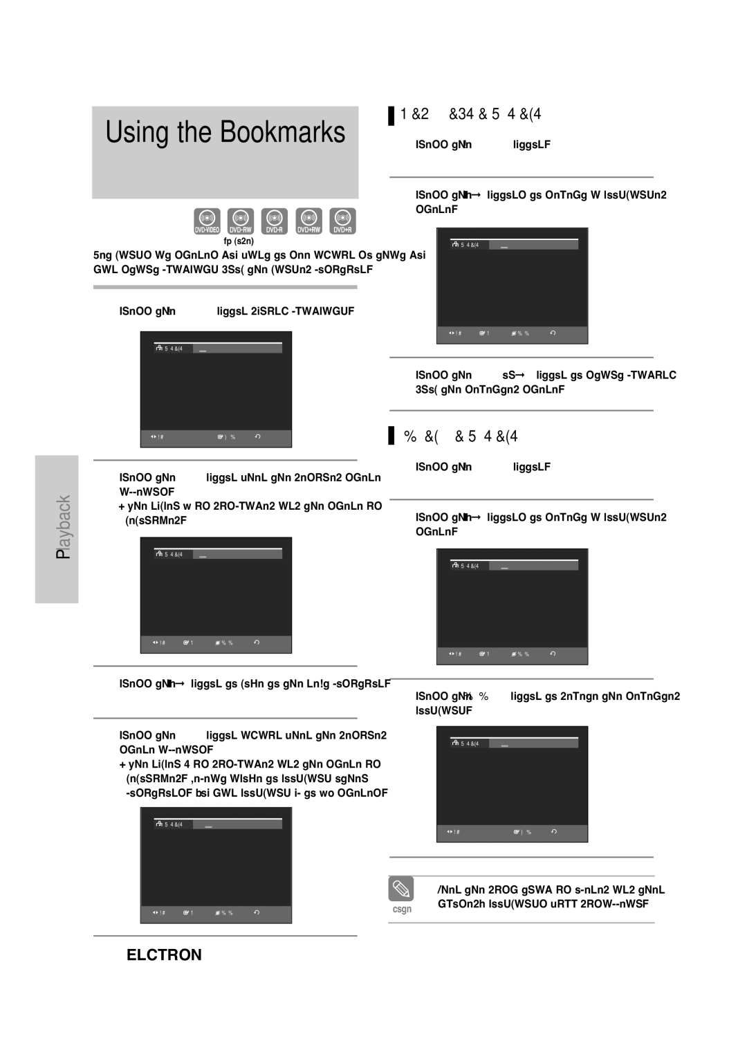 Samsung DVD-VR335 instruction manual Playing back a Bookmark, Clearing a Bookmark 