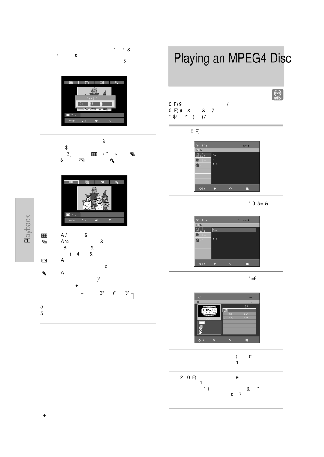 Samsung DVD-VR335 √ll, Slide show Rotation or, Returns to the Album screen Unit enters slide show mode, Menu screen 