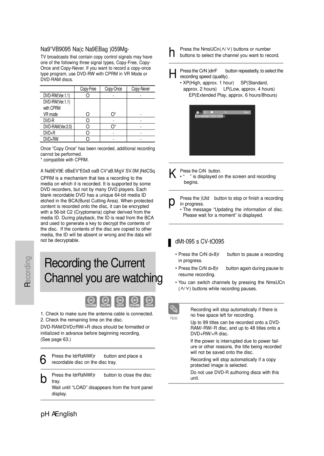 Samsung DVD-VR335 instruction manual Content Protection for Recordable Media Cprm 