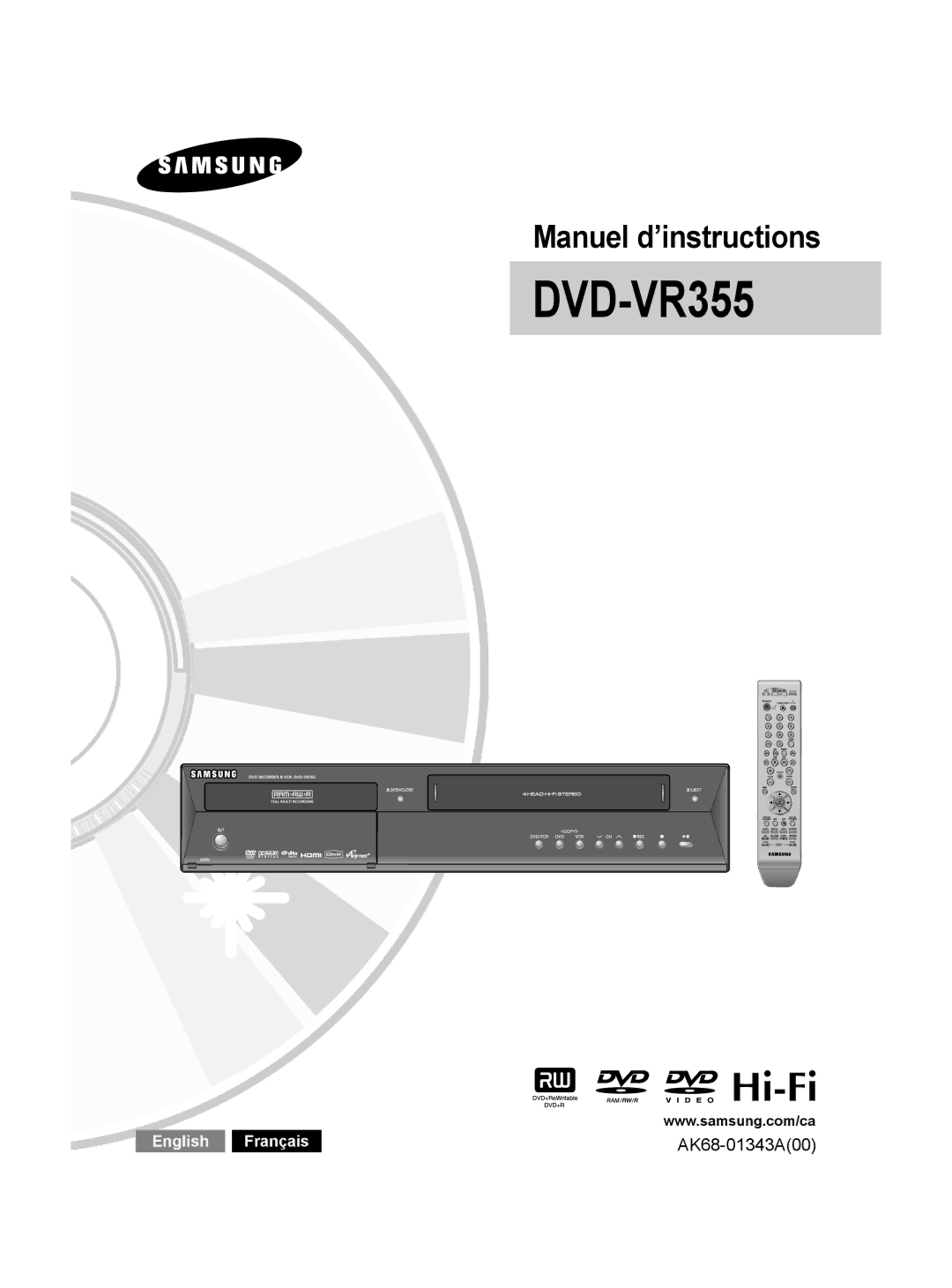 Samsung DVD-VR350 instruction manual DVD-VR355 