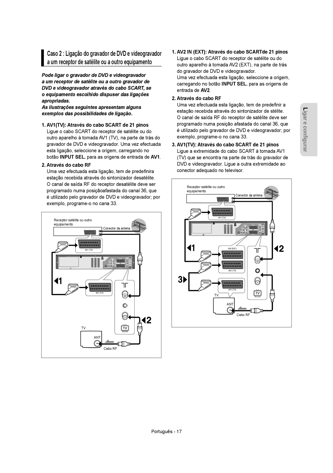 Samsung DVD-VR350/XEC, DVD-VR355/XEC, DVD-VR355/EUR, DVD-VR350/EUR manual Através do cabo RF 