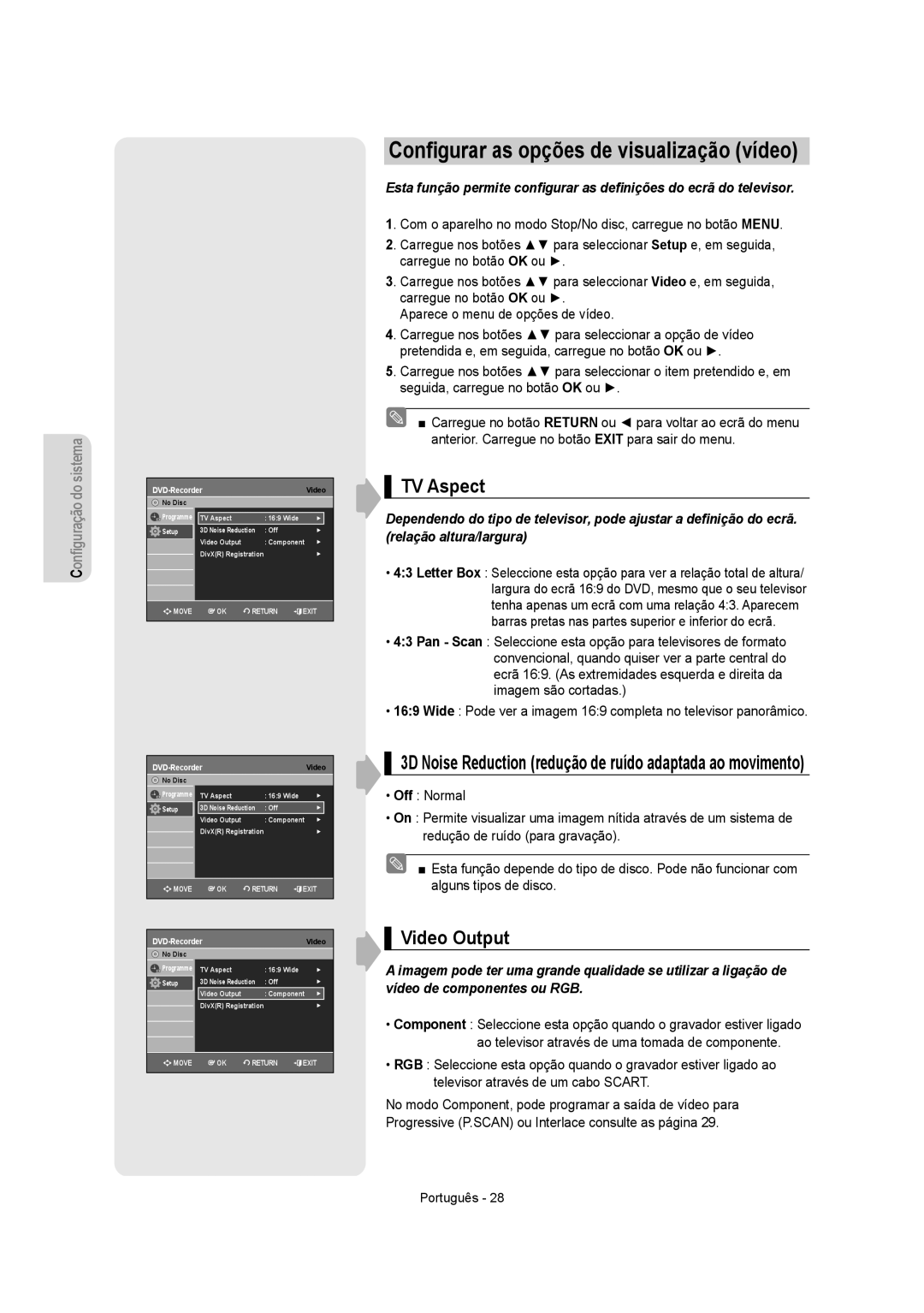 Samsung DVD-VR350/EUR, DVD-VR350/XEC, DVD-VR355/XEC, DVD-VR355/EUR manual TV Aspect, Video Output 